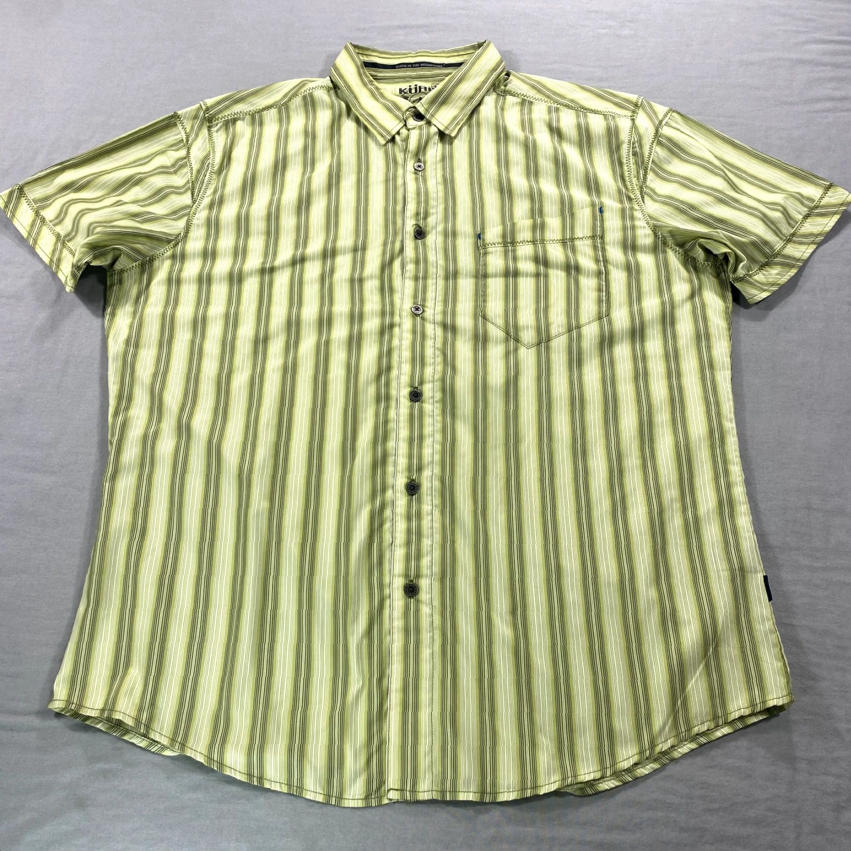 Vintage Kuhl Eluxur Shirt Mens L Green Striped Outdoor Hiking Casual Button Up Size US L / EU 52-54 / 3 - 2 Thumbnail