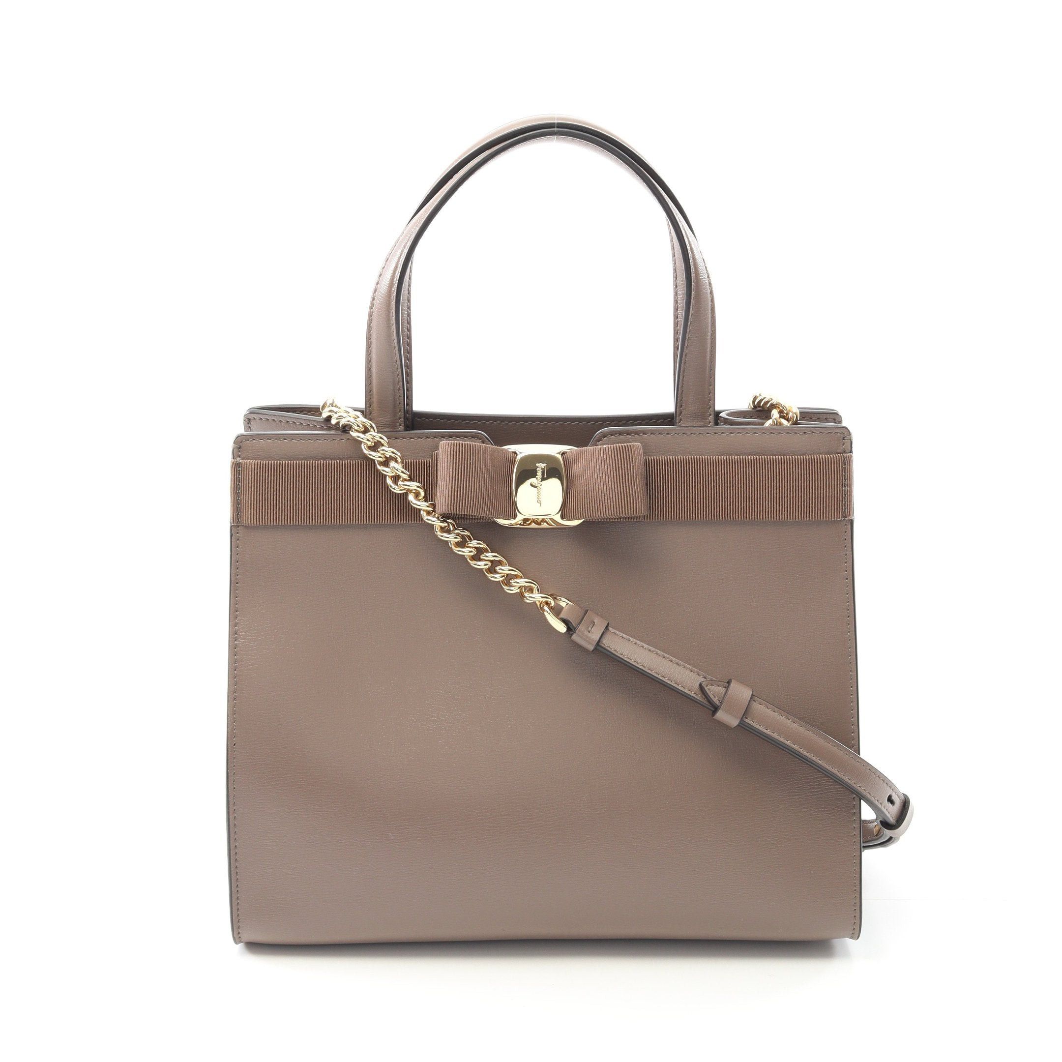Salvatore Ferragamo Salvatore Ferragamo Vara Ribbon Handbag Leather Gray Brown Size ONE SIZE - 1 Thumbnail