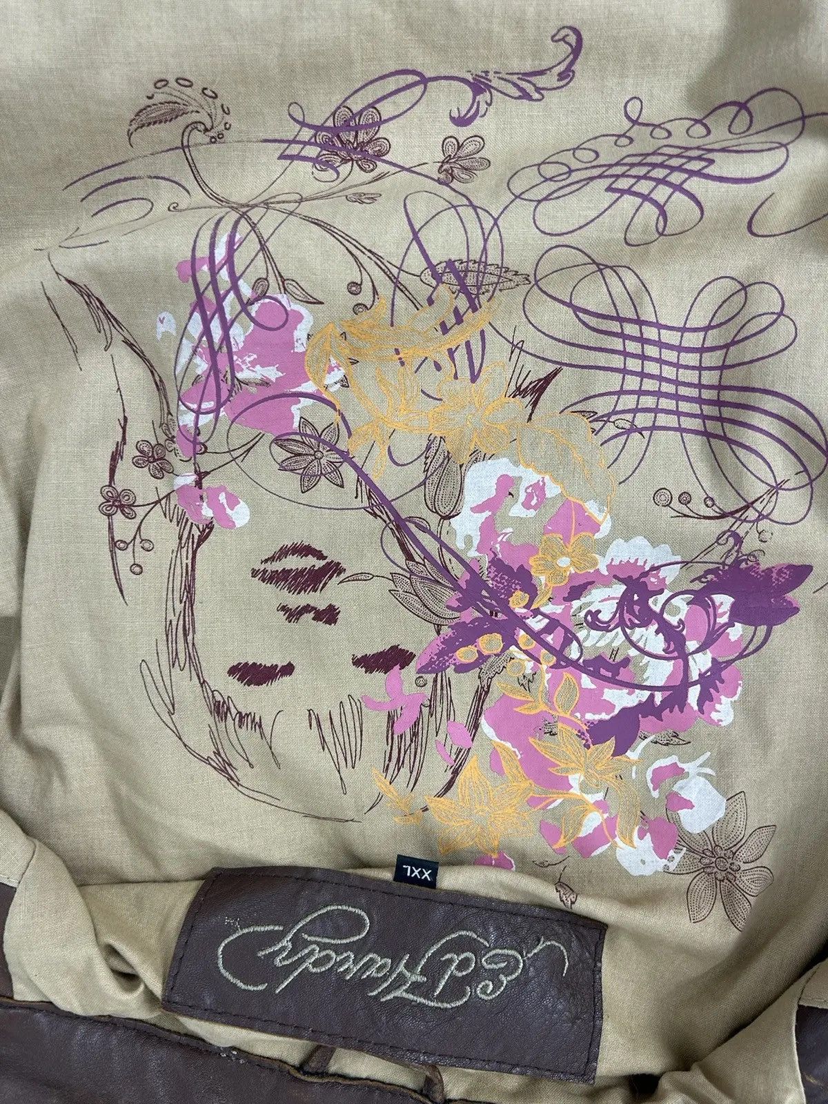 Christian Audigier Vintage Ed Hardy Crazy Design Leather Jacket In Brown Size M / US 6-8 / IT 42-44 - 15 Thumbnail