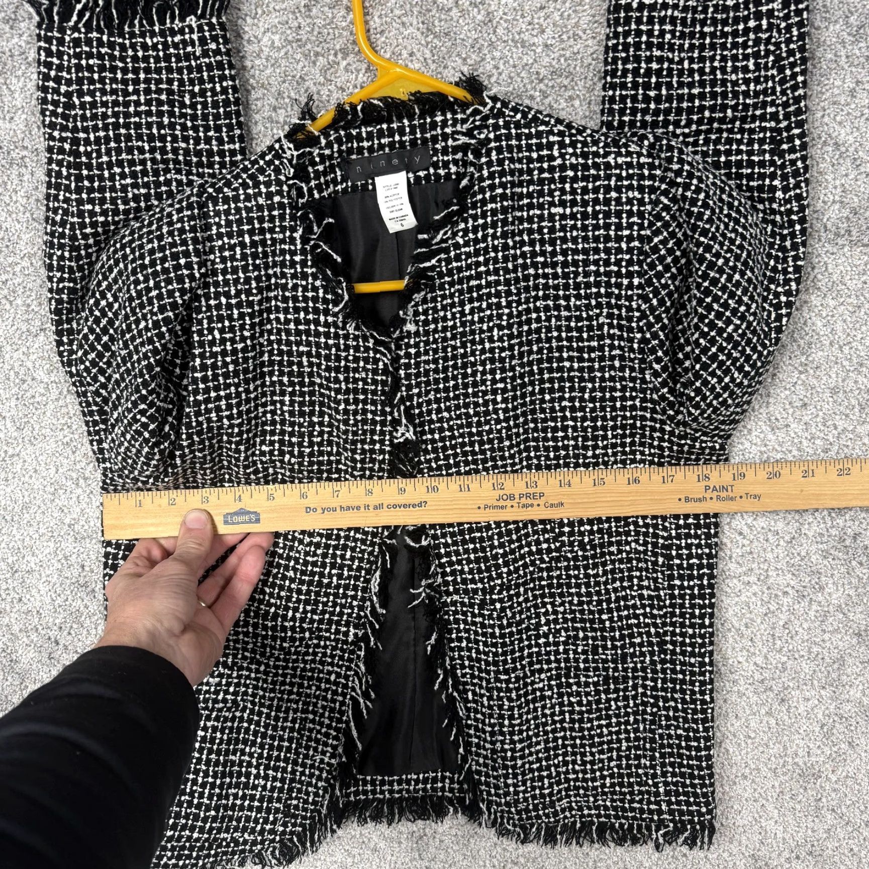 Vintage VINTAGE Ninety Two Piece Tweed Skirt Suit Set Jacket Skirt Black Check 3/4 Sleeve Office Siren Dark Academia Womens 10 Size 32" / US 10 / IT 46 - 5 Thumbnail