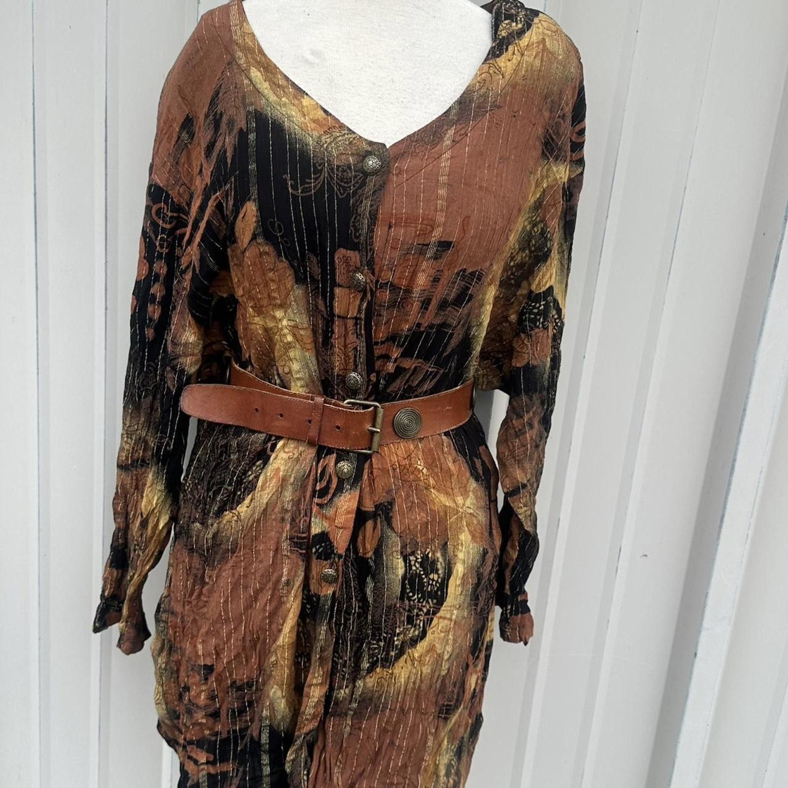 Other Brown and tan vintage 90s button-up shirt #grunge Size XL / US 12-14 / IT 48-50 - 2 Thumbnail