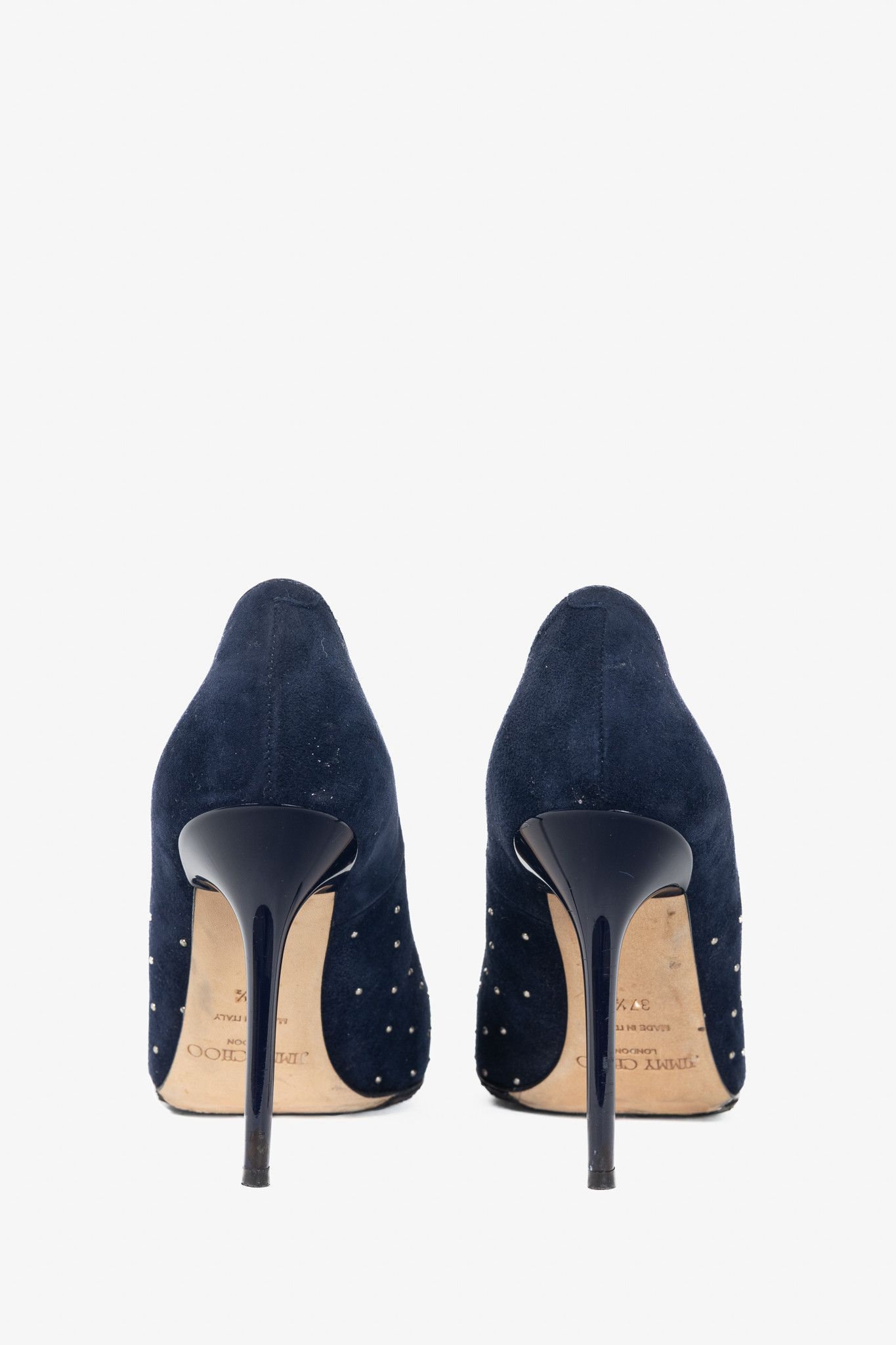 Jimmy Choo Jimmy Choo Abel Navy Suede Rhinestone-Embellished Pumps Size US 7 / IT 37 - 3 Thumbnail