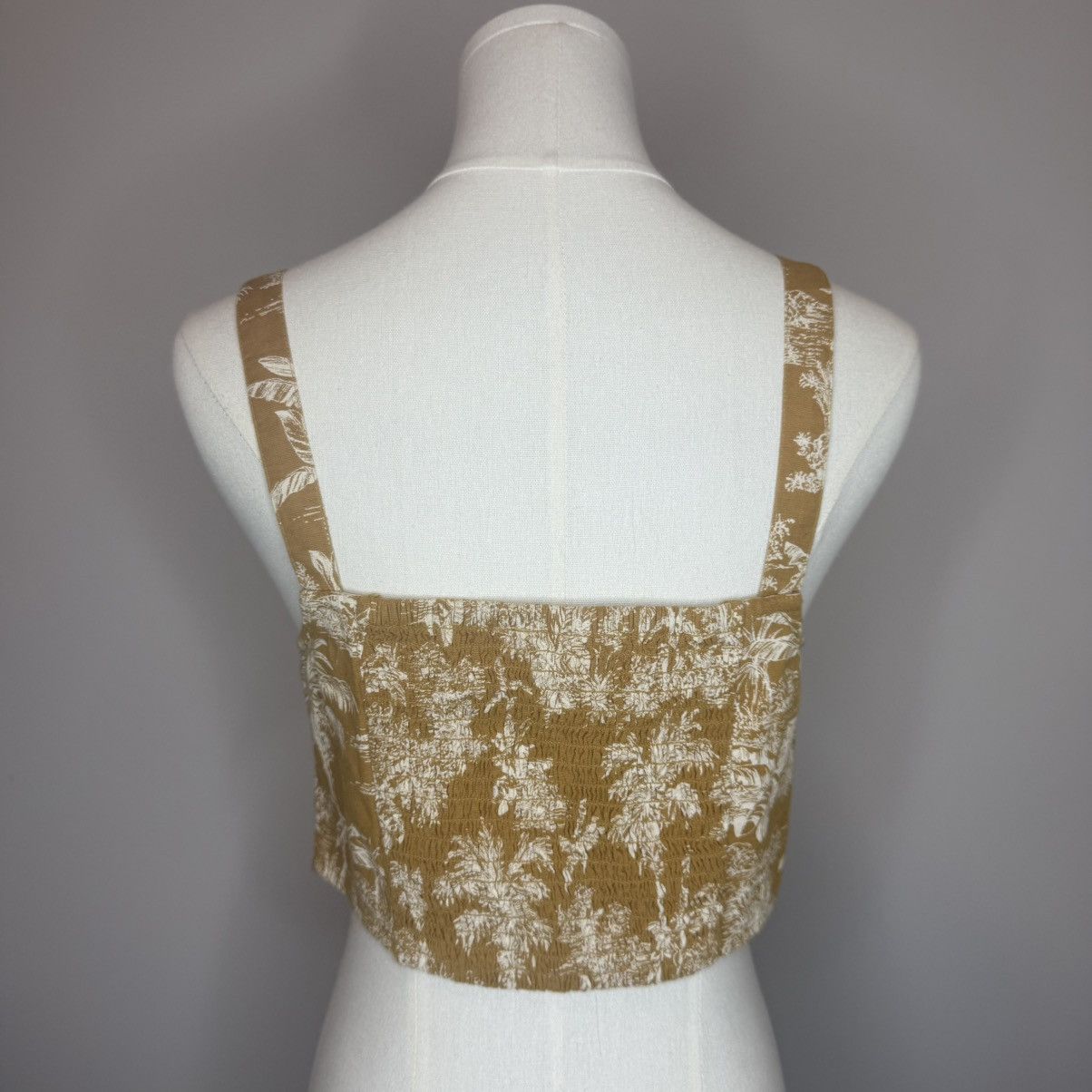 American Eagle Outfitters American Eagle Outfitters Mustard Floral Button-Front Crop Size S / US 4 / IT 40 - 3 Thumbnail