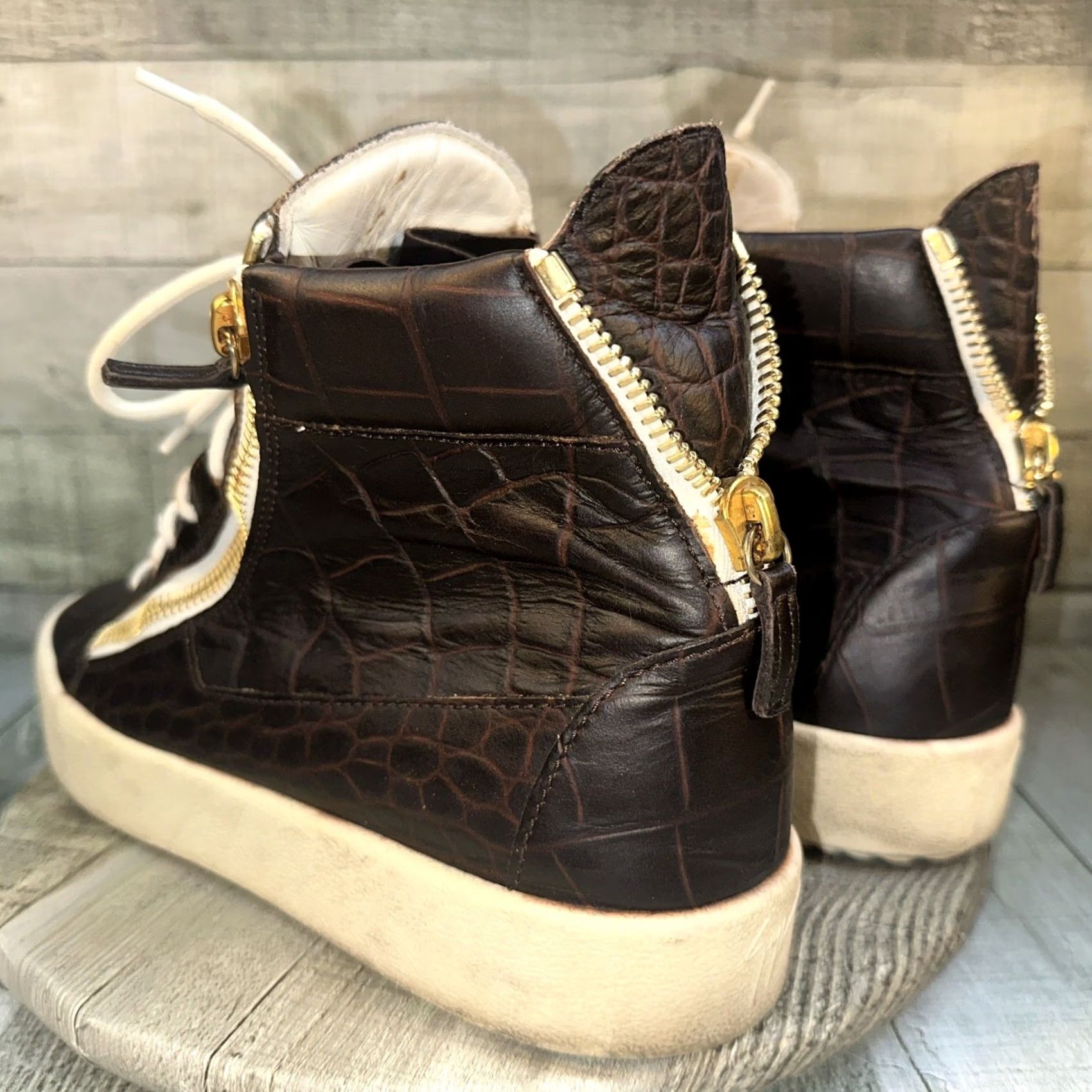 Giuseppe Zanotti VINTAGE Giuseppe Zanotti May Croc Brown Leather High Top Sneakers Mens Size 11 EU 44 Size US L / EU 52-54 / 3 - 5 Thumbnail