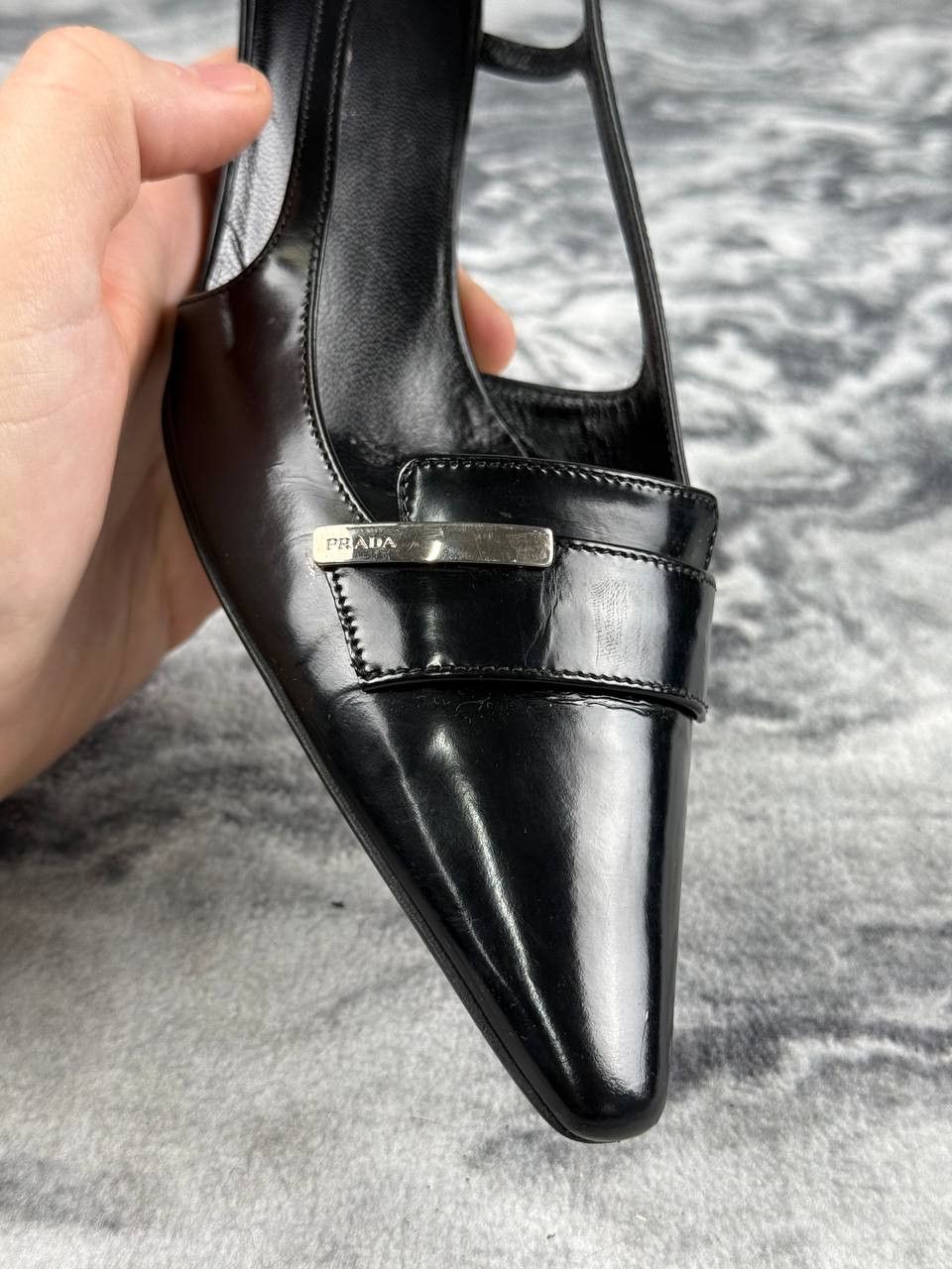 Prada PRADA Leather Slingback Pointed Pumps Size US 6.5 / IT 36.5 - 7 Thumbnail