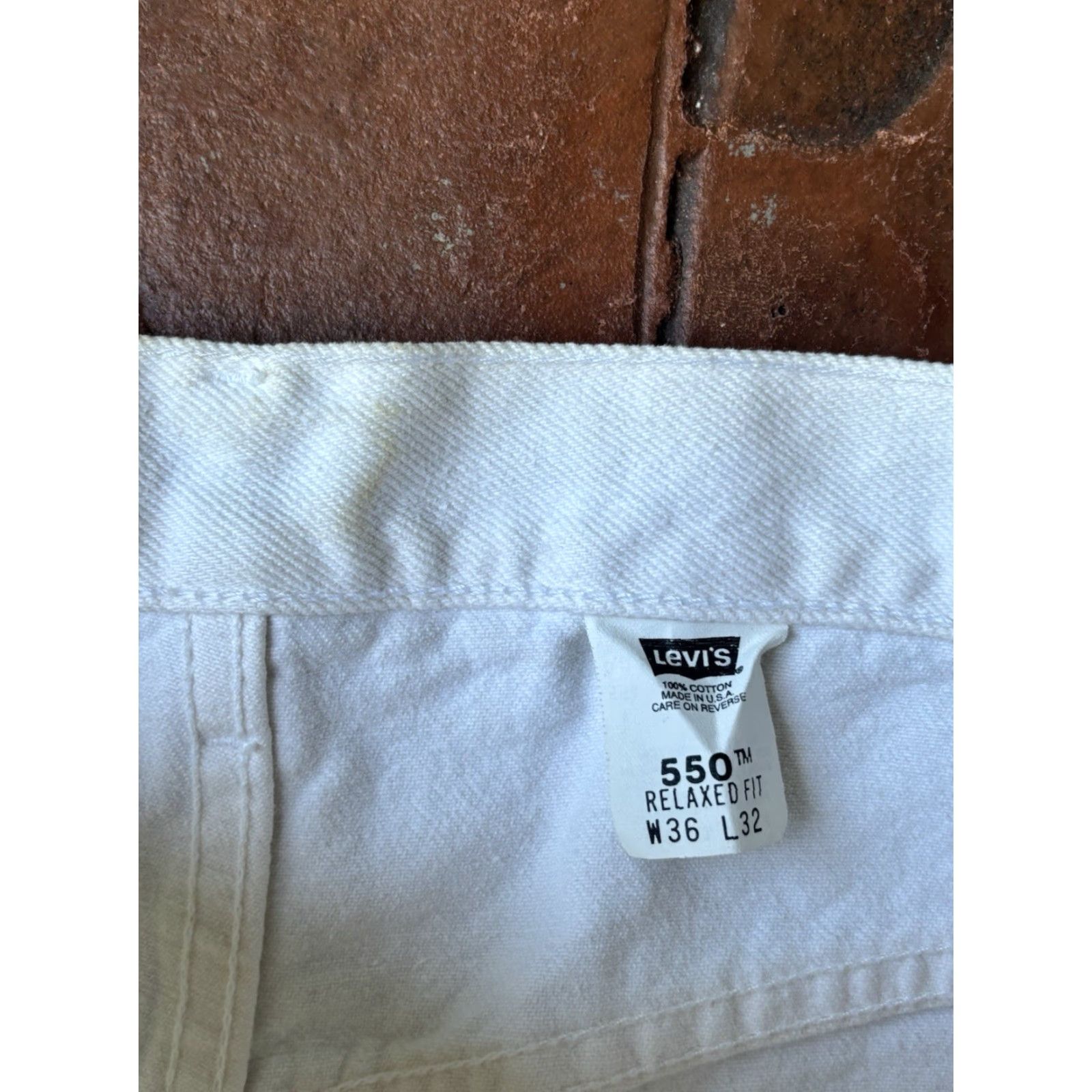 Levi's VINTAGE Levi's 550 Jeans Mens 36x32 White Beige 90s USA Relaxed Fit 5-Pocket Denim Size US 36 / EU 52 - 2 Thumbnail