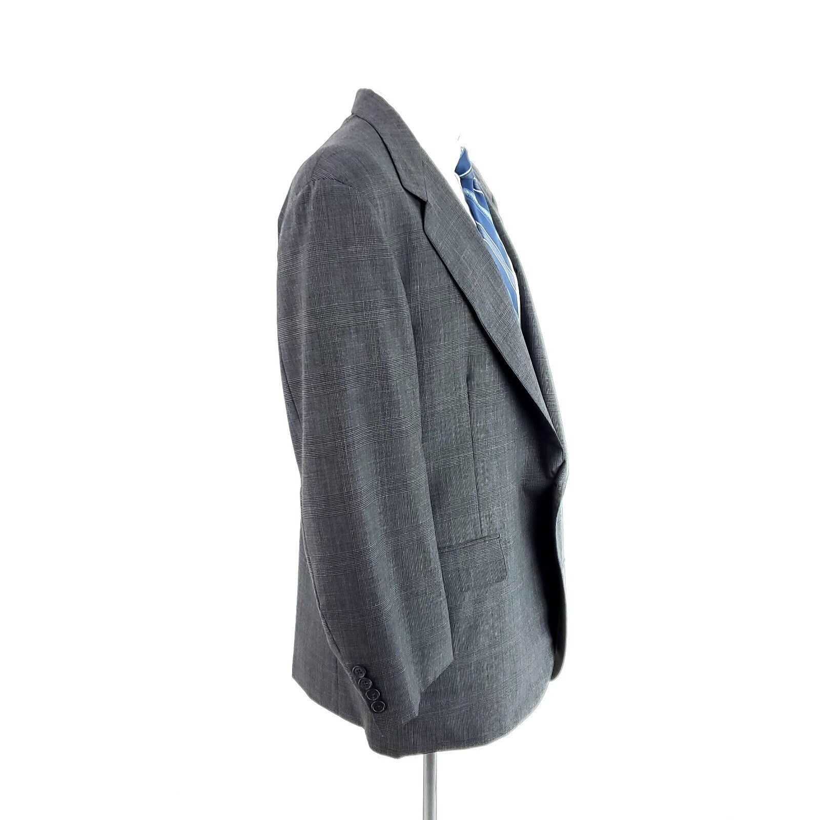 Southwick Southwick Wool 2 Button Blazer 42R Gray Plaid W/ Brown Teal Size 42R - 6 Thumbnail