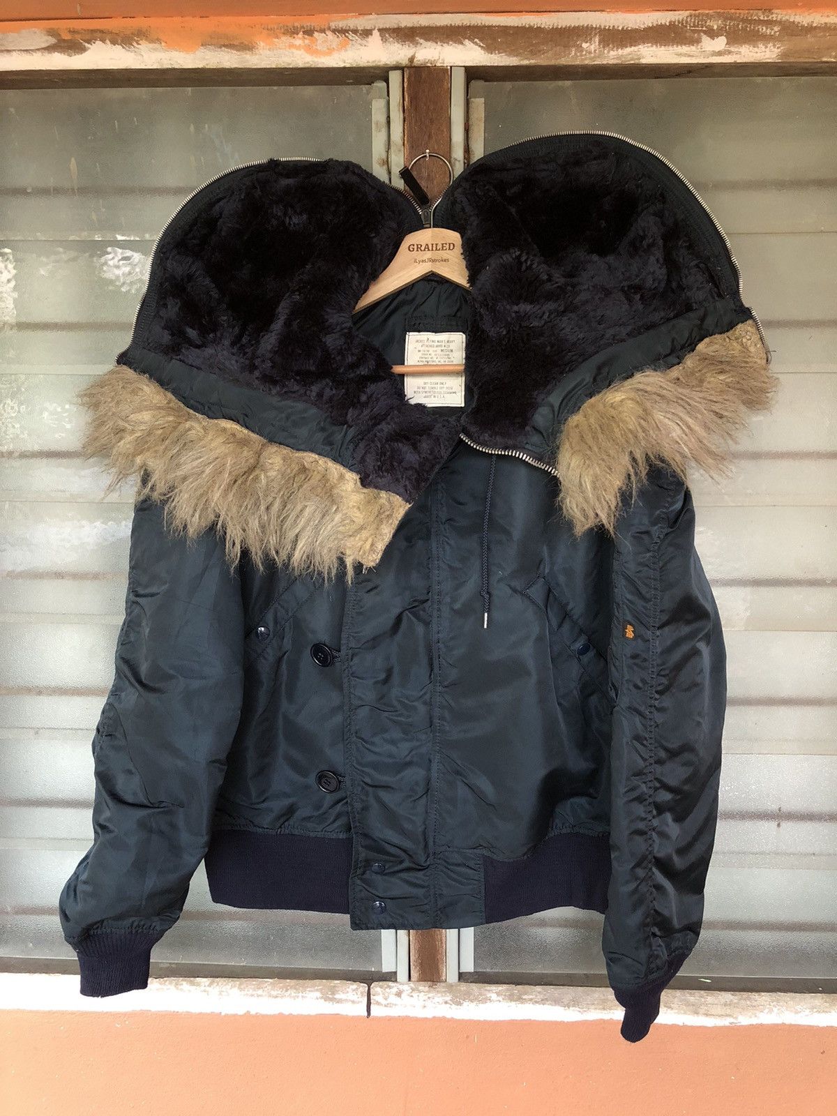 Alpha Industries Vintage Alpha Industries Fur Hoodie Bomber Military Jacket Size US M / EU 48-50 / 2 - 1 Thumbnail