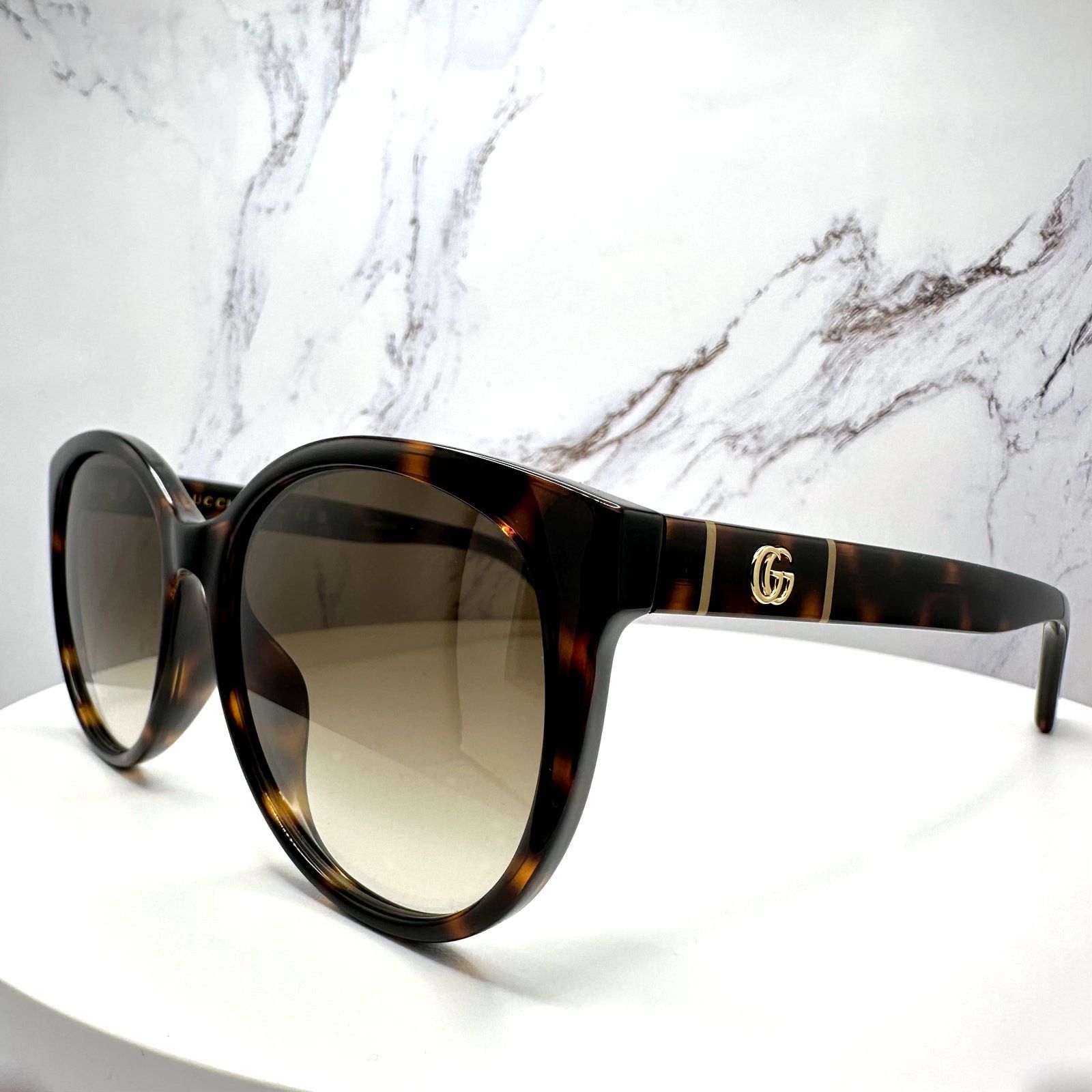Gucci New GUCCI Sunglasses 56mm Brown Tortoise Round Gold Metal Size ONE SIZE - 11 Thumbnail