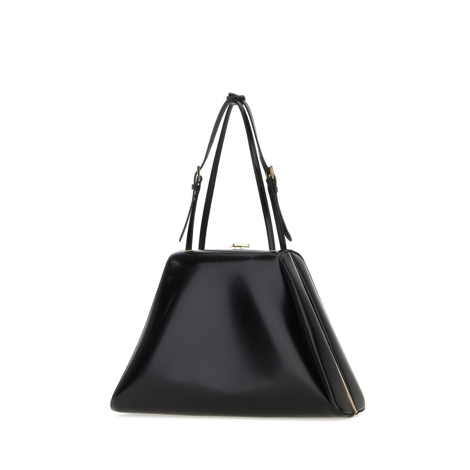 Prada PRADA Shape Black Shiny Leather Tote Bag New Size ONE SIZE - 2 Thumbnail