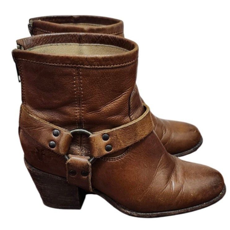 Frye FRYE Harness Boot Back Zip Cognac Leather size 6 B Size US 6 / IT 36 - 2 Thumbnail