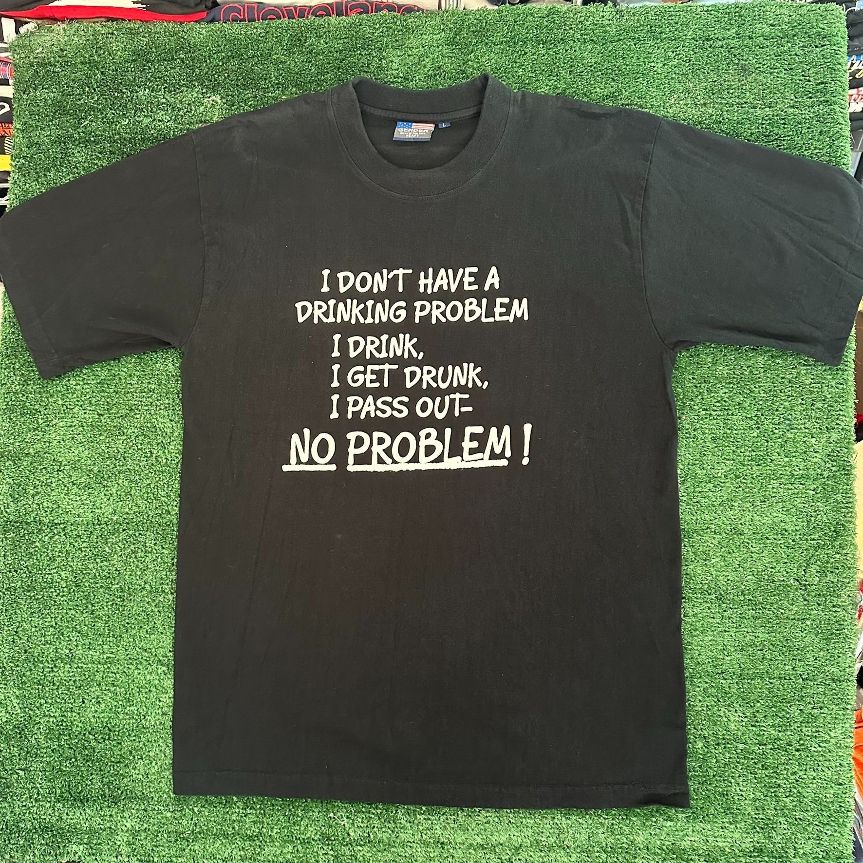 Vintage Vintage Y2K Drinking Problem Ironic T-Shirt Black L Grunge P Size US L / EU 52-54 / 3 - 1 Thumbnail