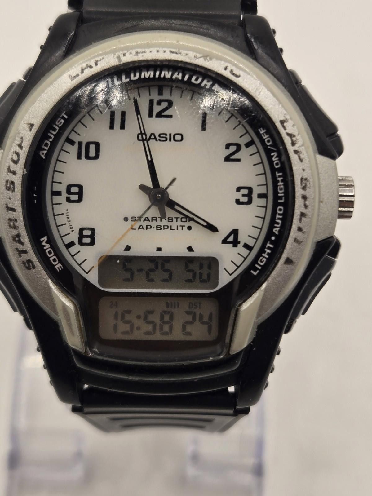 Vintage Casio Illuminator Ws-300 Analog-Digital Watch in White, Men's