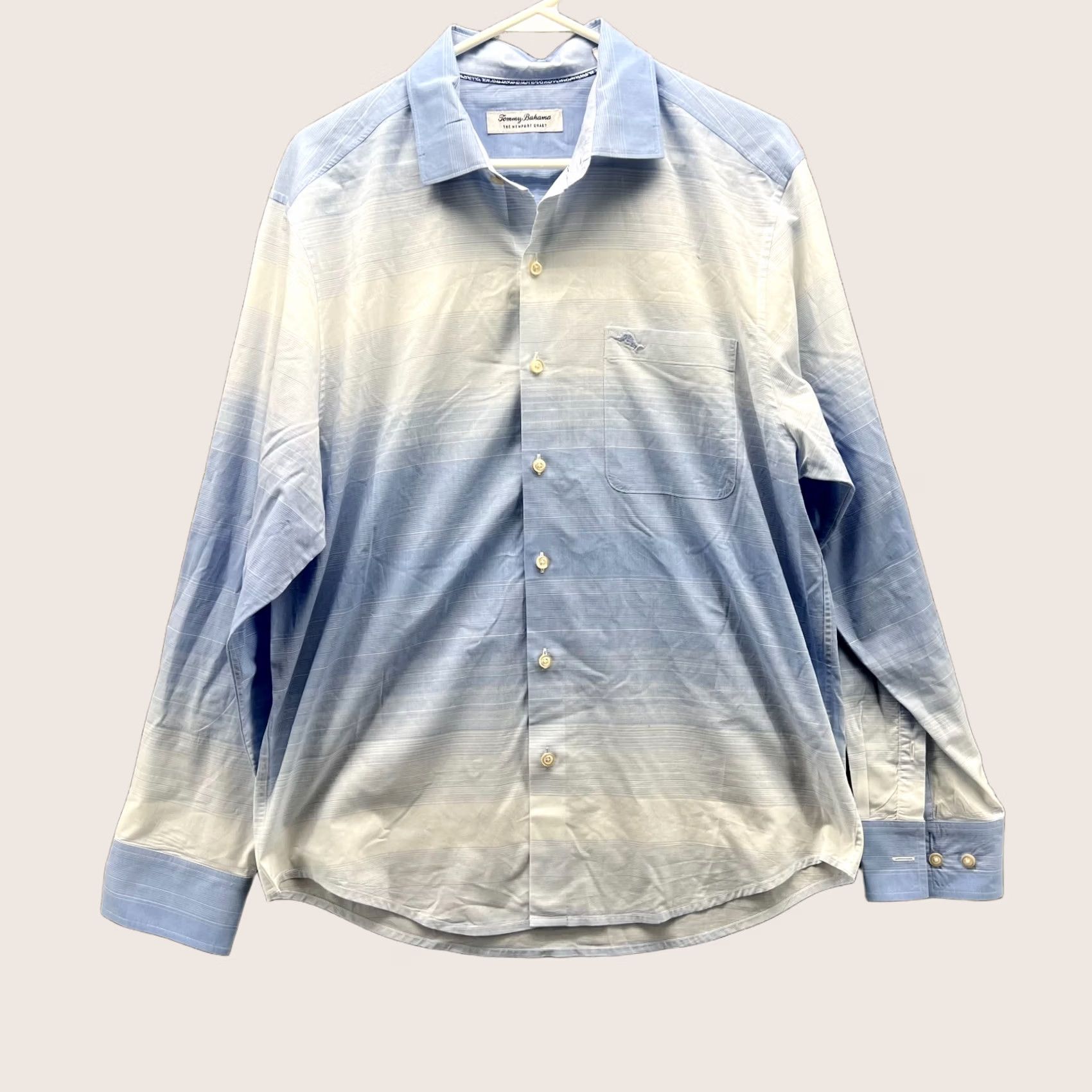 Tommy Bahama VINTAGE? No — Tommy Bahama Shirt Mens Medium Blue White Button Down The Newport Coast Striped Size US M / EU 48-50 / 2 - 1 Thumbnail