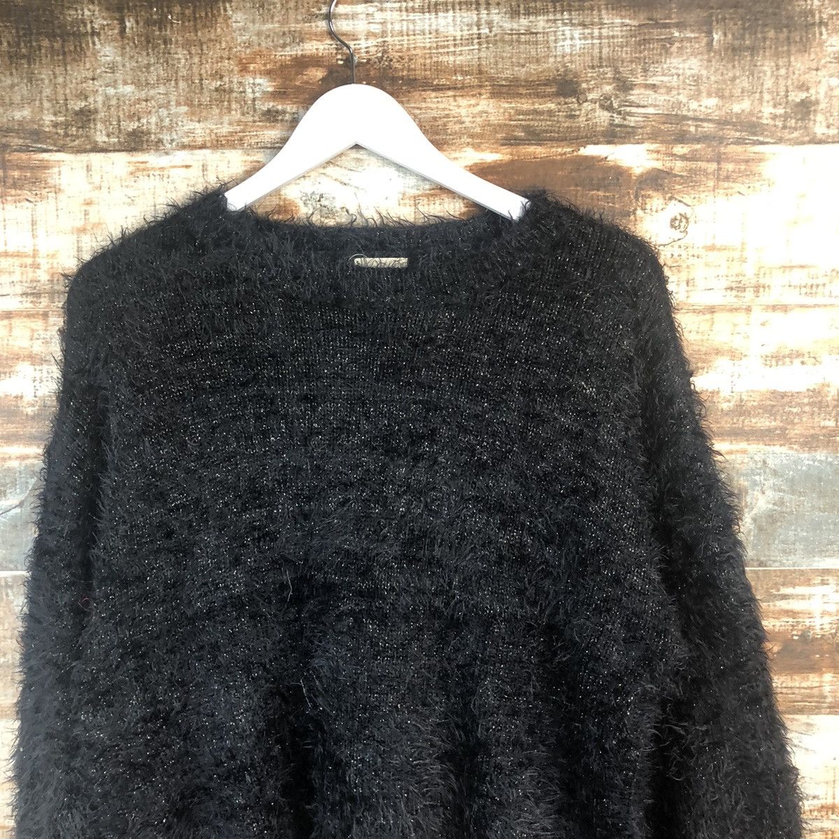 GU DL GU Black shaggy fur Mohair Knitwear #C321 Size M / US 6-8 / IT 42-44 - 2 Thumbnail