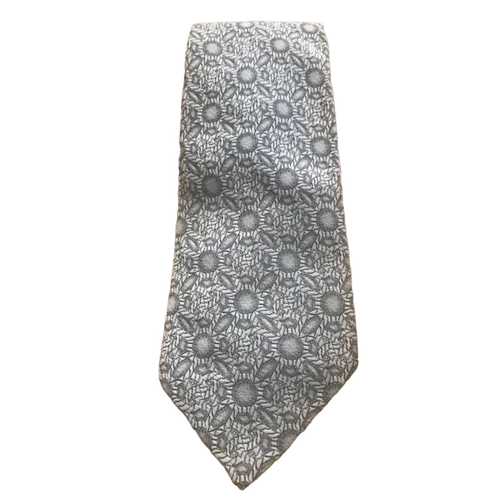 Vintage Vintage Wide White Black Geometric Monsieur Cravatieur Tie Size ONE SIZE - 2 Thumbnail