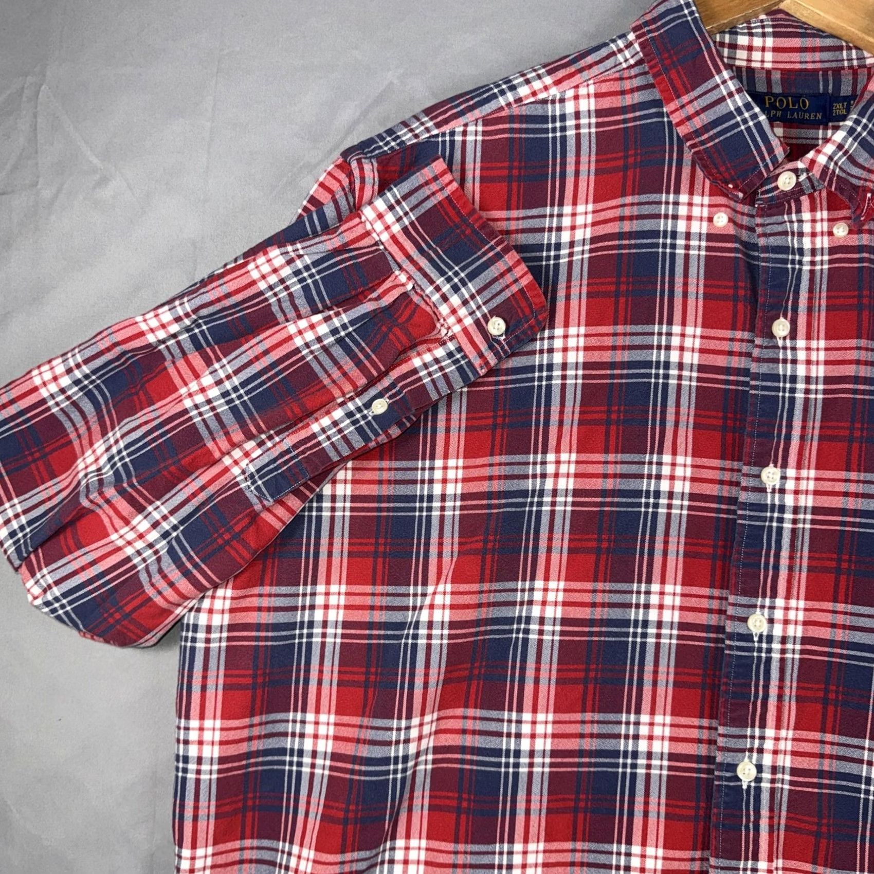 Polo Ralph Lauren Polo Ralph Lauren Shirt Men 2XLT Plaid Button-Down Long Sleeve Red Navy White Casual Size US XXL / EU 58 / 5 - 7 Thumbnail