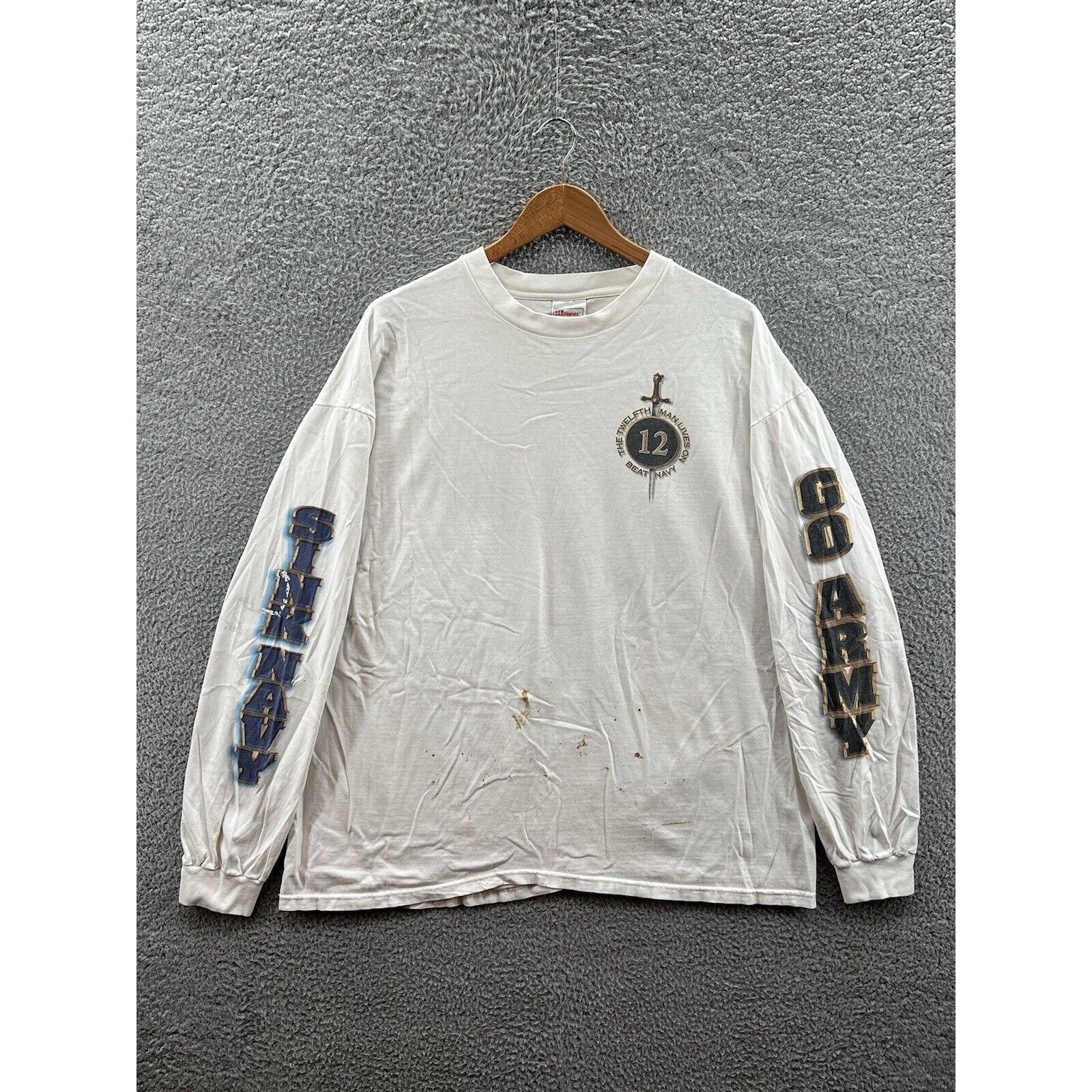 Hanes Vintage 1997 Army vs. Navy Long Sleeve White T-shirt Sz XXL Size US XXL / EU 58 / 5 - 1 Thumbnail