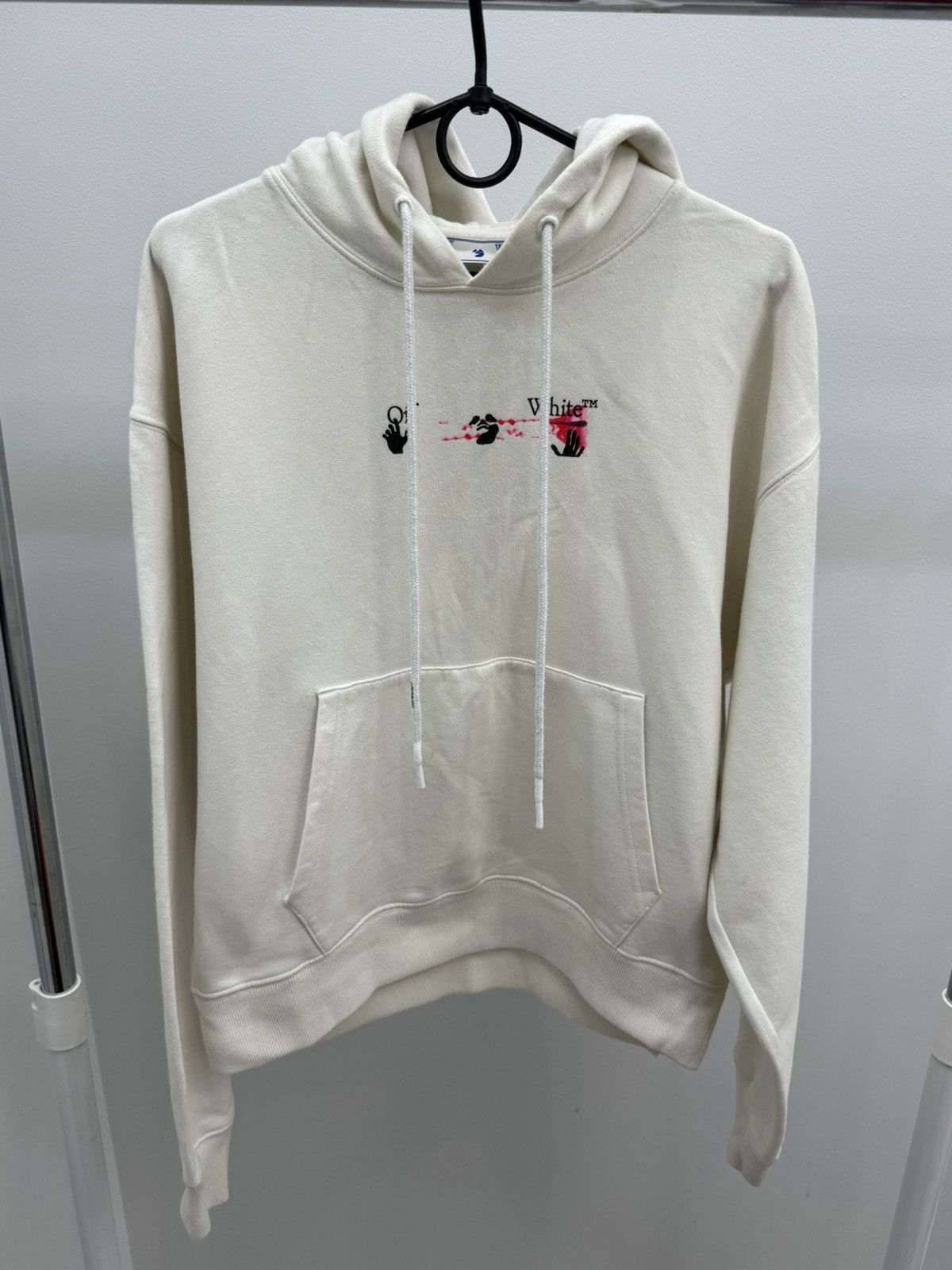 Off-White Hands Off Cross Back Printed Cotton Hoodie