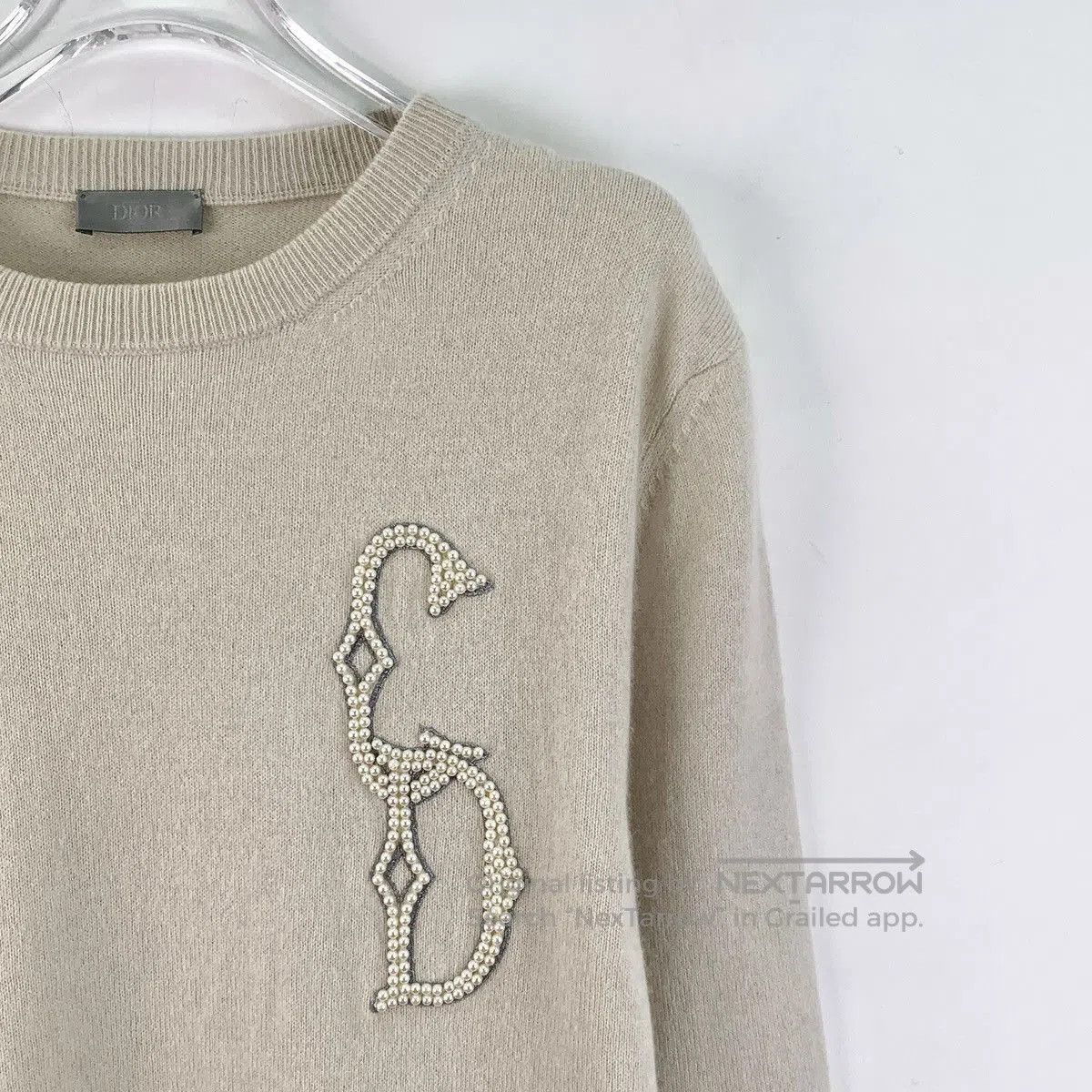 Dior Beige Long Sleeve Knit Sweater with Embellished Detail. Size US S / EU 44-46 / 1 - 3 Thumbnail