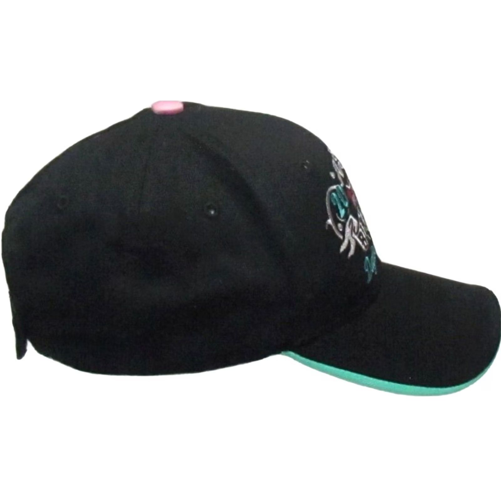 Vintage Womens Capsmith Inc Adjustable Hat Black 2021 Daytona Beach Bike Week 80th Annual Turquoise Underbill Rhinestone Motorcycle Baseball Cap Size ONE SIZE - 4 Thumbnail