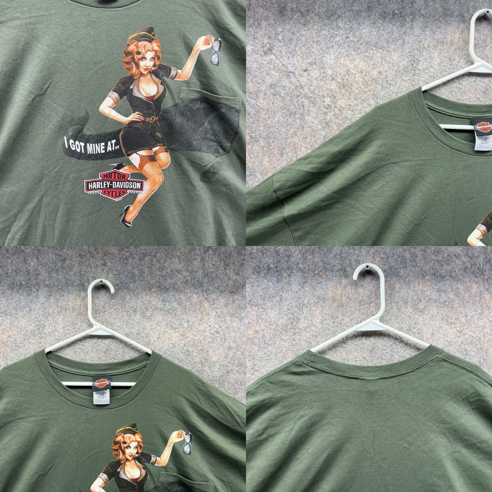 Harley Davidson Harley-Davidson Shirt Men 5XL Olive Green Crewneck Cotton T-Shirt Motorcycle Logo Short Sleeve, Vintage No, Size 5XL, Green, Mens Size US XXL / EU 58 / 5 - 8 Thumbnail