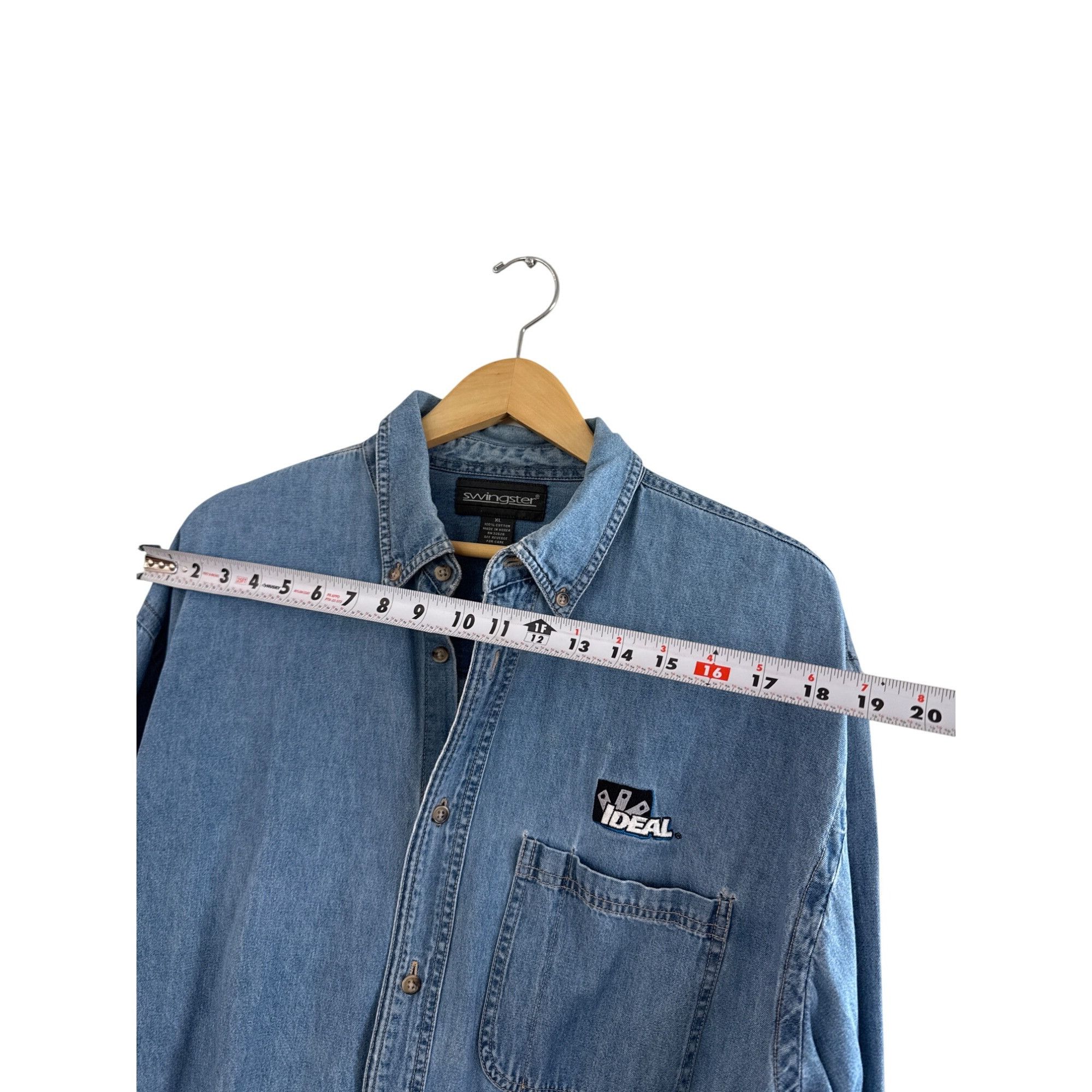 Swingster Vintage 90s Swingster XL Denim Shirt Ideal Logo Blue Size US XL / EU 56 / 4 - 7 Thumbnail