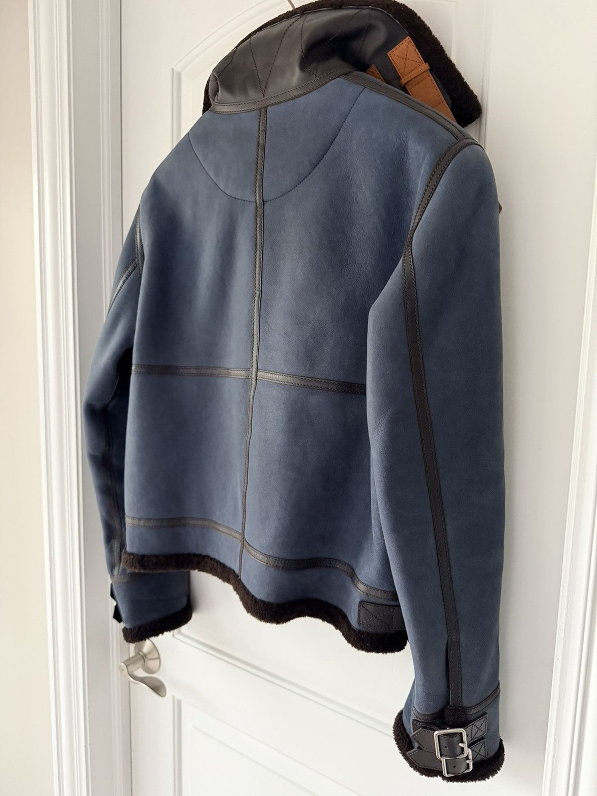 Loewe Loewe Blue Leather Brown Shearling Jacket Size US L / EU 52-54 / 3 - 17 Thumbnail