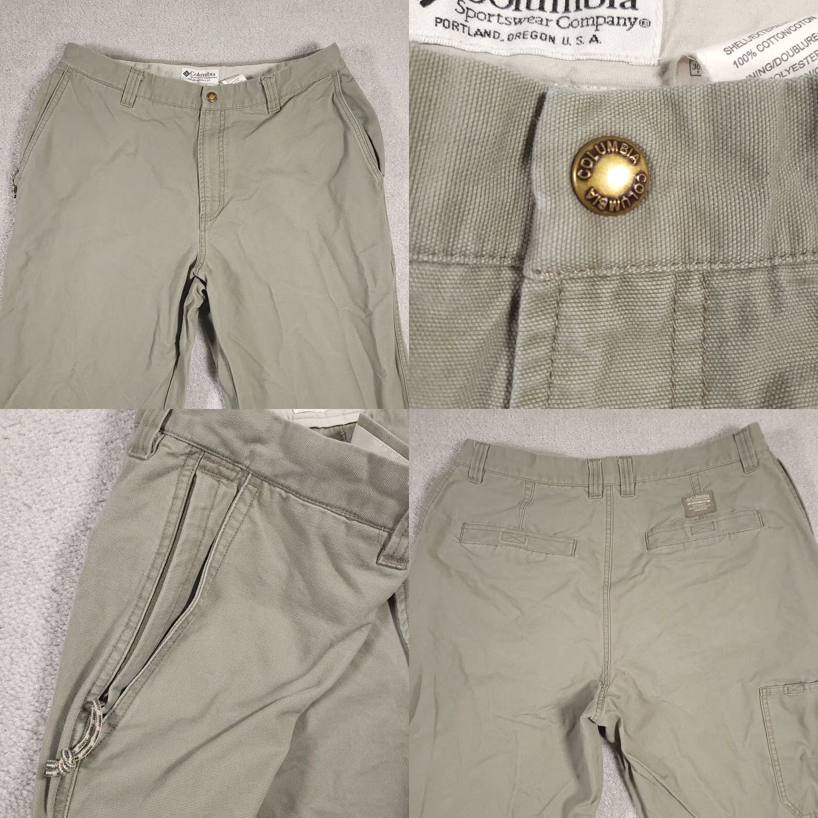 Vintage Columbia Pants Mens 34x32 Beige Canvas Hiking Cotton Zip Pockets 5 Pocket Cargo Regular Straight 5-Pocket Design Mens Size US 34 / EU 50 - 8 Thumbnail
