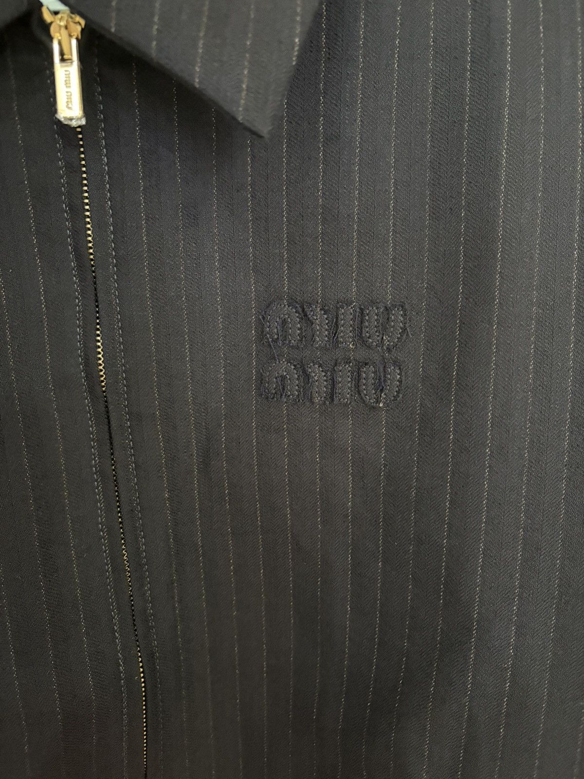 Miu Miu Miu Miu Stripe Zip Up Wool Jacket Size US M / EU 48-50 / 2 - 2 Thumbnail