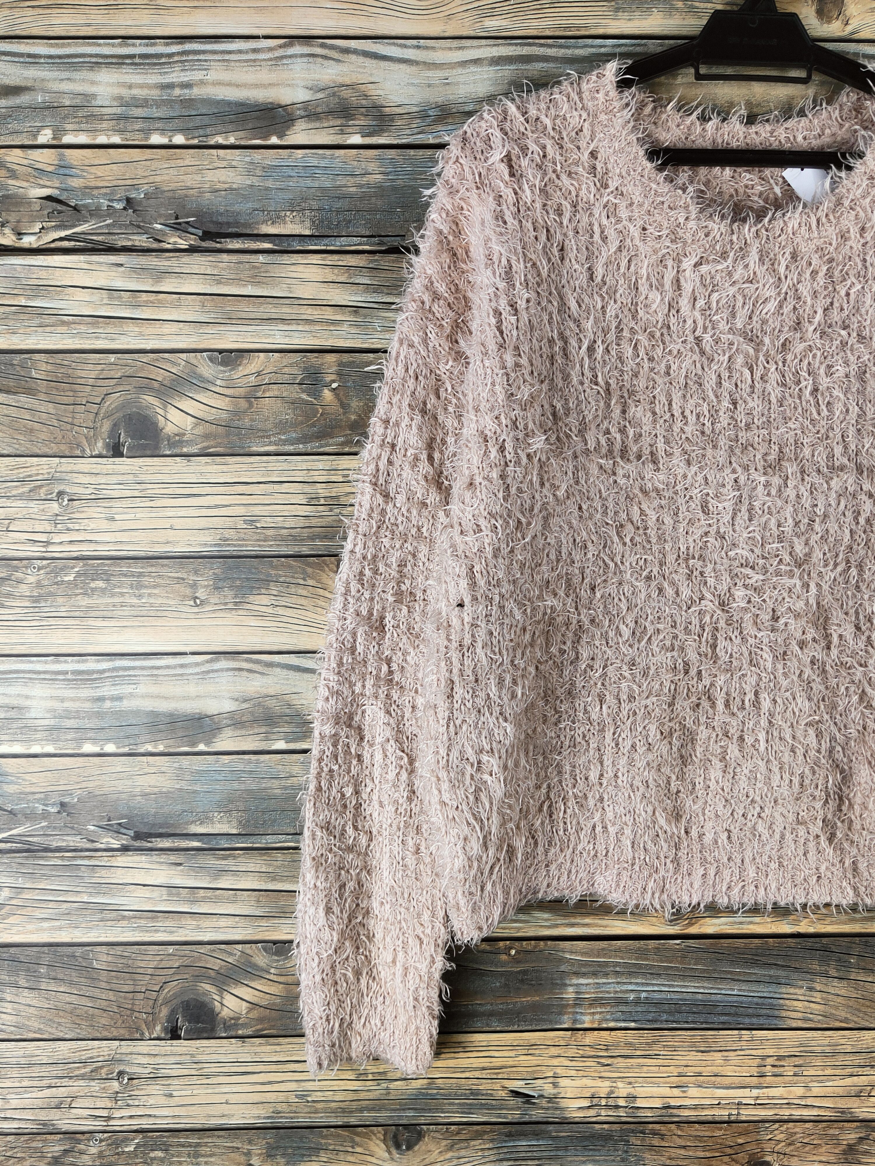 MOUSSY DL Moussy Beige Fur Mohair Knitwear #46-951 Size L / US 10 / IT 46 - 3 Thumbnail