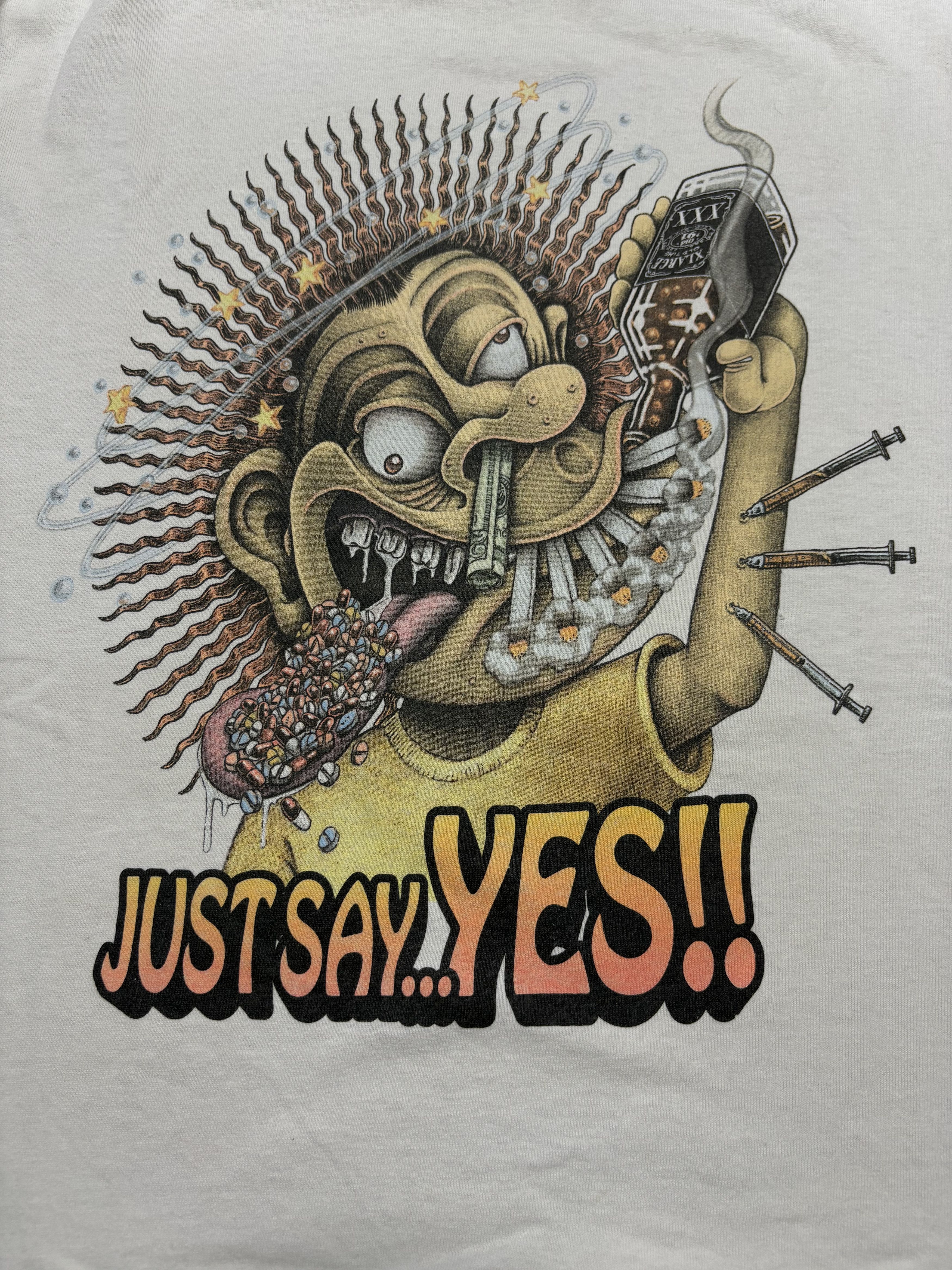 X-LARGE Rare archive Vtg distressed XLARGE JUST SAY YES Drugs tshirt Size US L / EU 52-54 / 3 - 5 Thumbnail