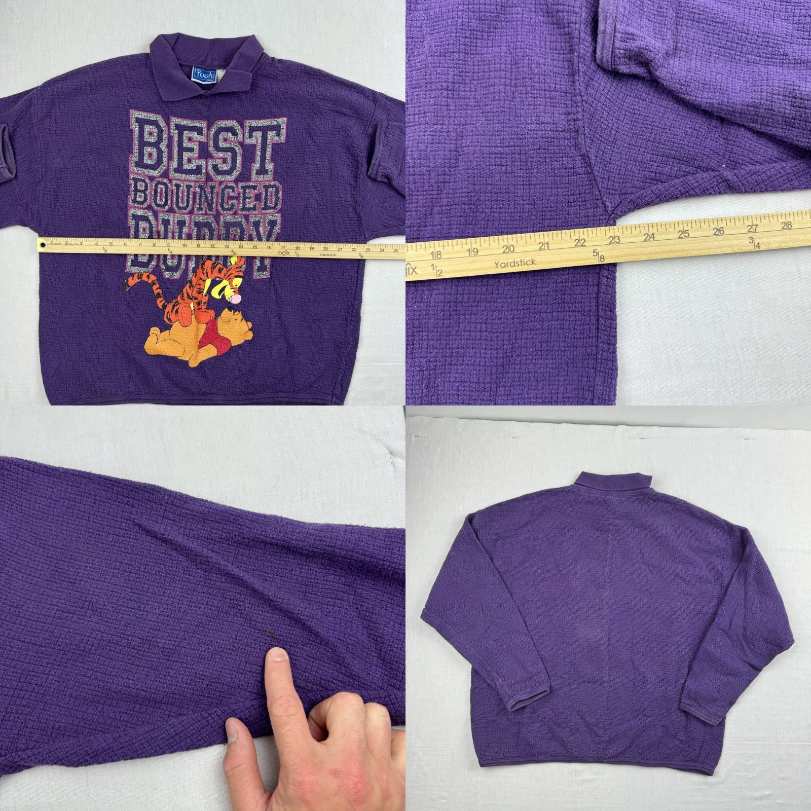 Disney VINTAGE Winnie The Pooh Sweatshirt Womens L Purple Collared Tigger 90s Disney Winnie The Pooh Womens Sweatshirt Pullover Size L / US 10 / IT 46 - 9 Thumbnail