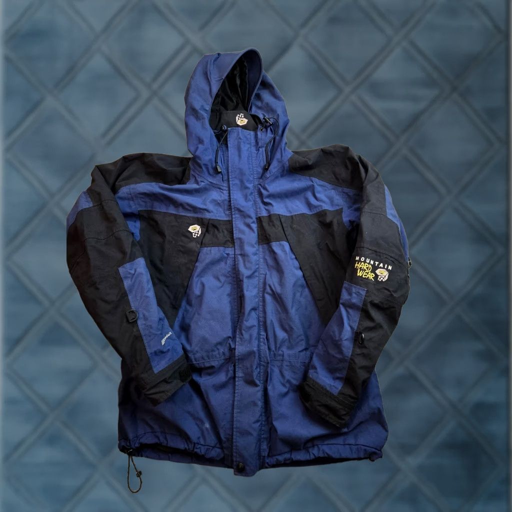 VINTAGE Mountain Hardwear Conduit Shell Jacket Mens L Blue Hooded