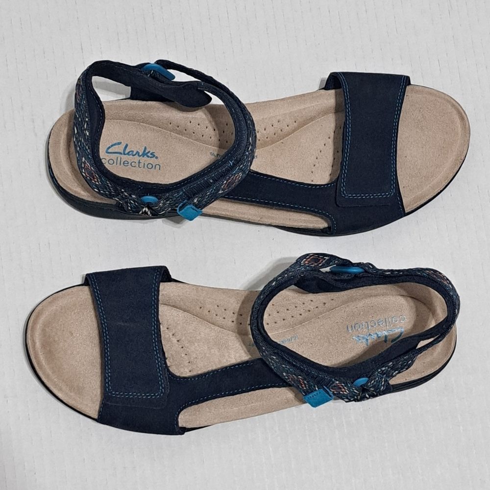 Clarks Clarks Amanda Step Riptape Summer Comfy Sandals Navy Suede Size US 11 / IT 41 - 12 Thumbnail