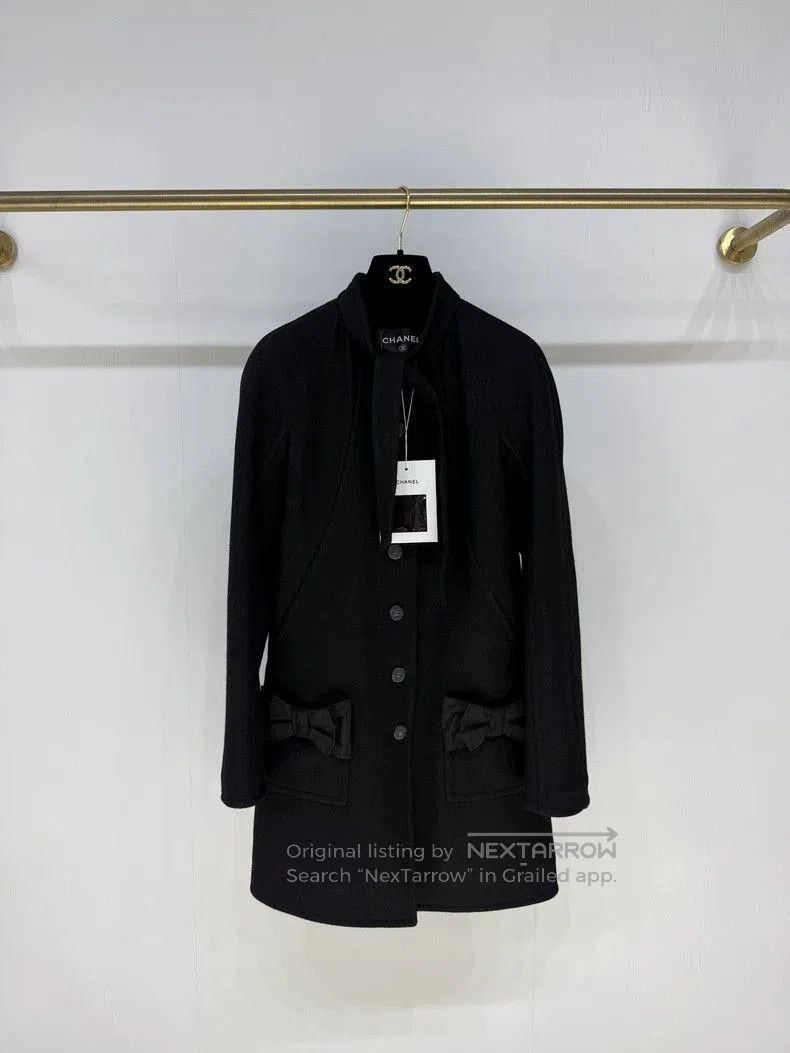 Chanel 24B Bow Pocket Long Coat.