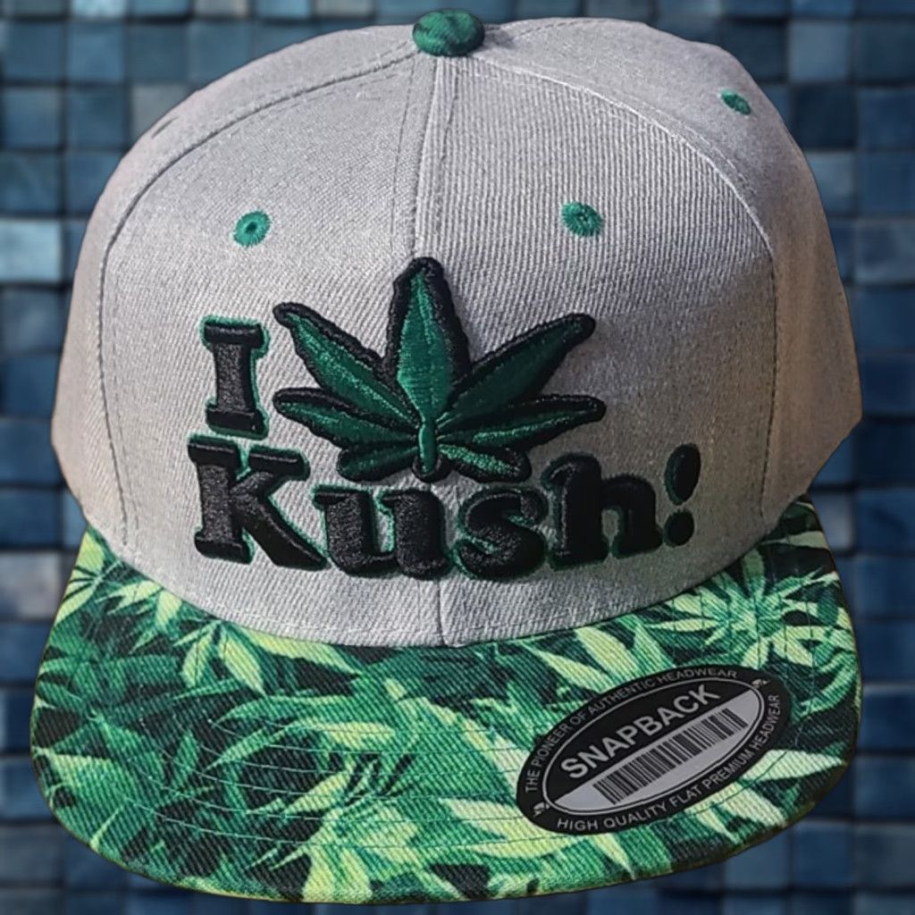 Vintage I LOVE KUSH MARIJUANA LEAF LEAVES CANNABIS SNAPBACK BASEBALL CAP GRAY Mens Adjustable Gray Snapback Cap Leaves Cannabis Kush I LOVE MARIJUANA CAP Size ONE SIZE - 1 Thumbnail