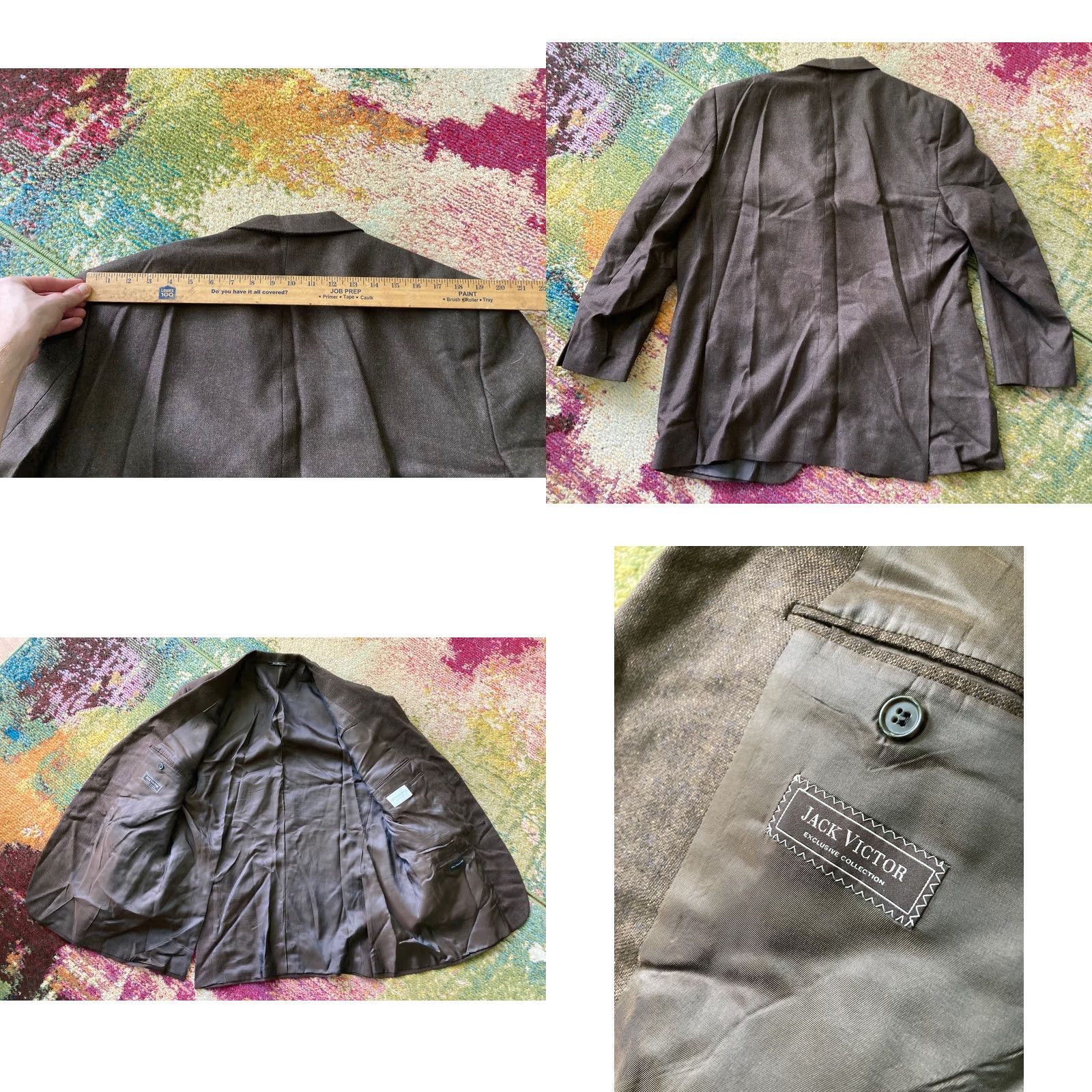 Jack Victor Jack Victor Jacket Mens 46 Brown Blazer Size 46L Long Wool Silk Button Sport Coat Size 46R - 8 Thumbnail