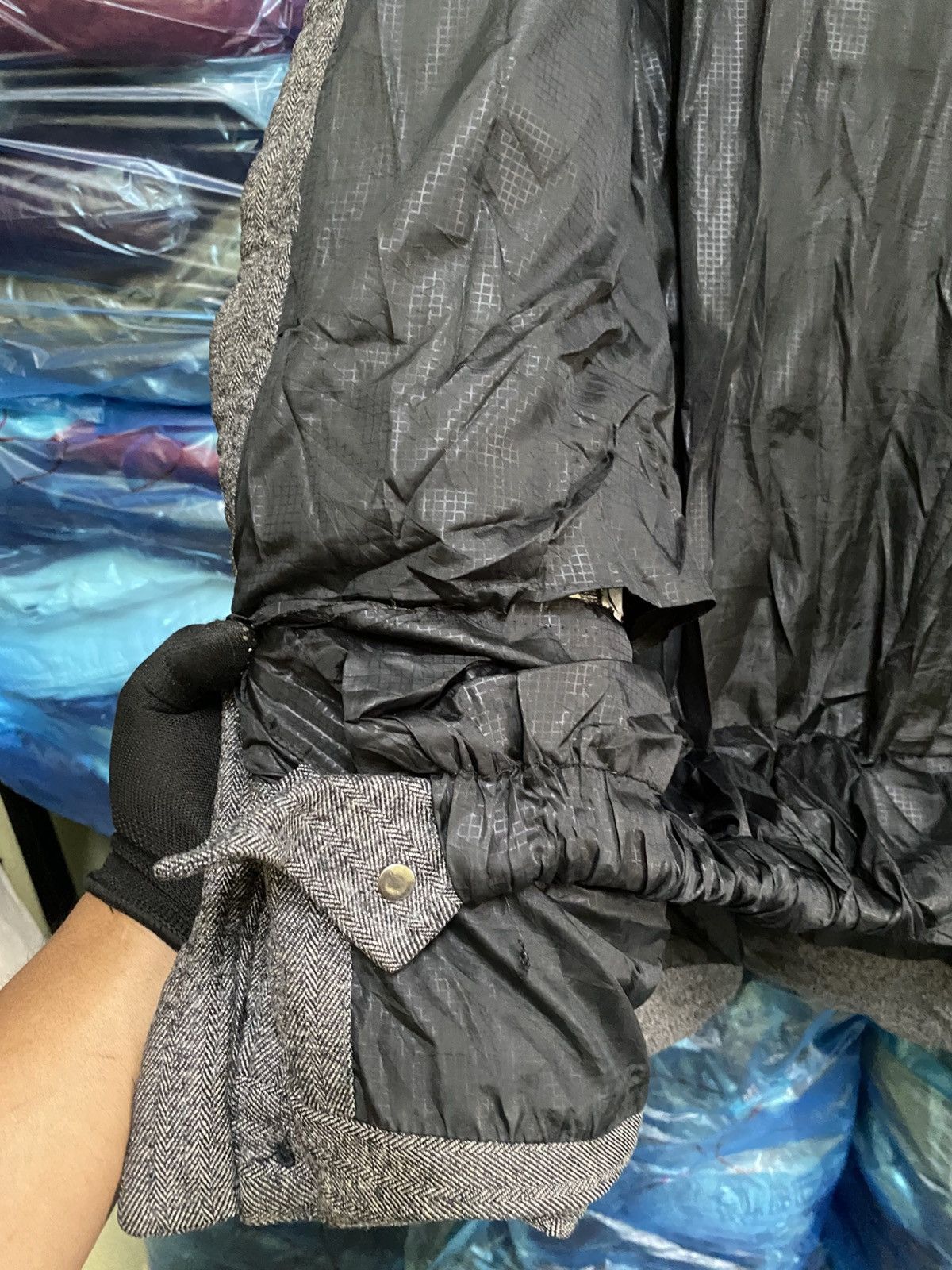 Moncler Vintage Moncler Down Jacket Herringbone Grey Black Hooded Size US XL / EU 56 / 4 - 16 Thumbnail
