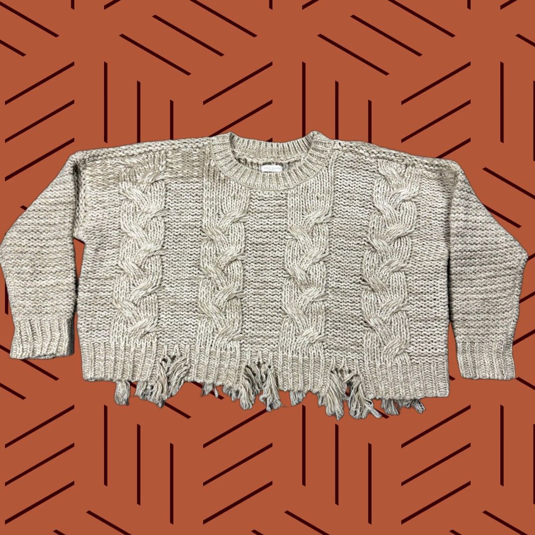 Ramy Brook Ramy Brook Oversized Chunky Knit Sweater Women’s Medium Beige Cable-Knit Long Sleeve Size M / US 6-8 / IT 42-44 - 1 Thumbnail