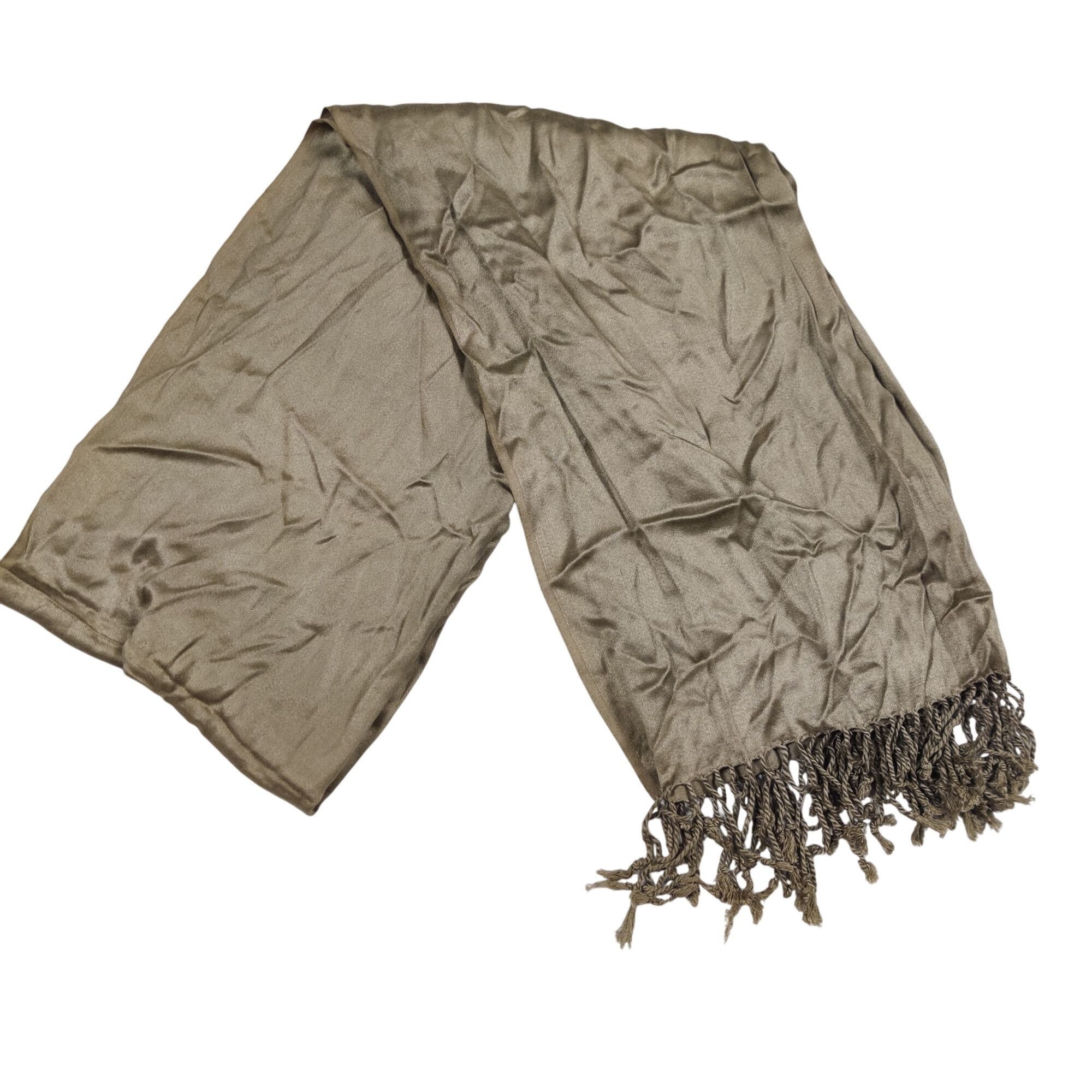 Other Taupe Gray Fringe Scarf Lightweight Soft Drape Minimalist Bo Size ONE SIZE - 4 Thumbnail