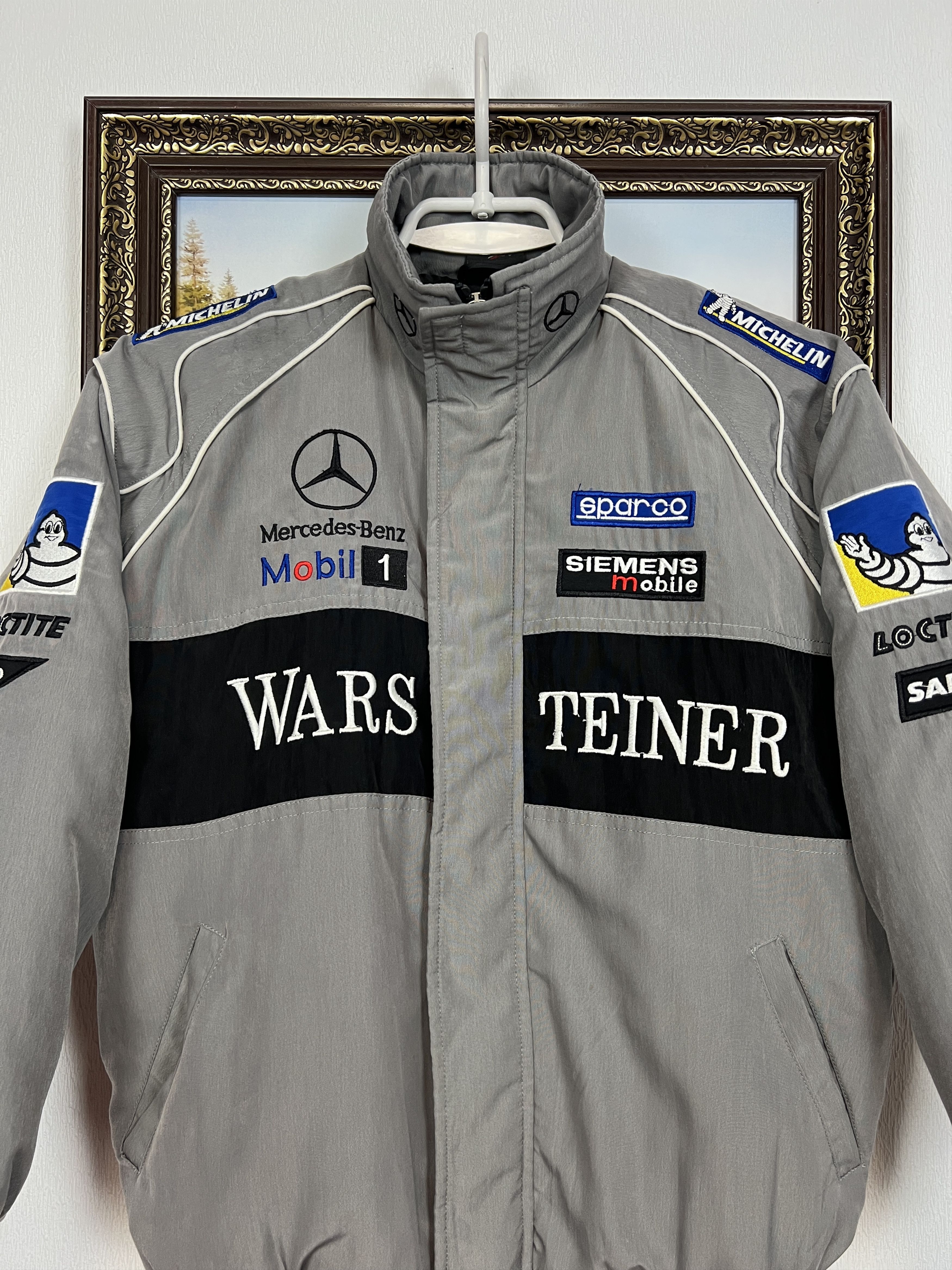 Mercedes-Benz Vintage Mercedes Benz Racing Formula 1 Bomber Warsteiner Size XS / US 0-2 / IT 36-38 - 2 Thumbnail