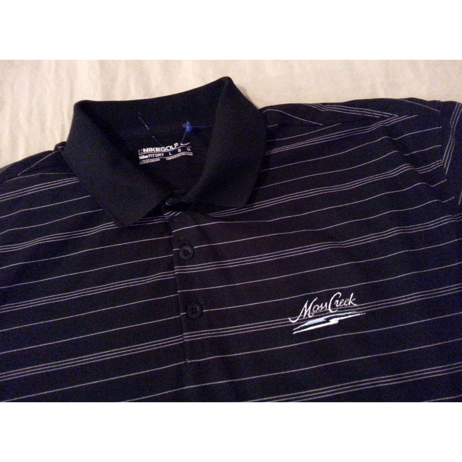 Nike VINTAGE? (no) Nike Golf Polo Shirt Mens Large Black Stripes Athletic Moss Creek Size US L / EU 52-54 / 3 - 3 Thumbnail