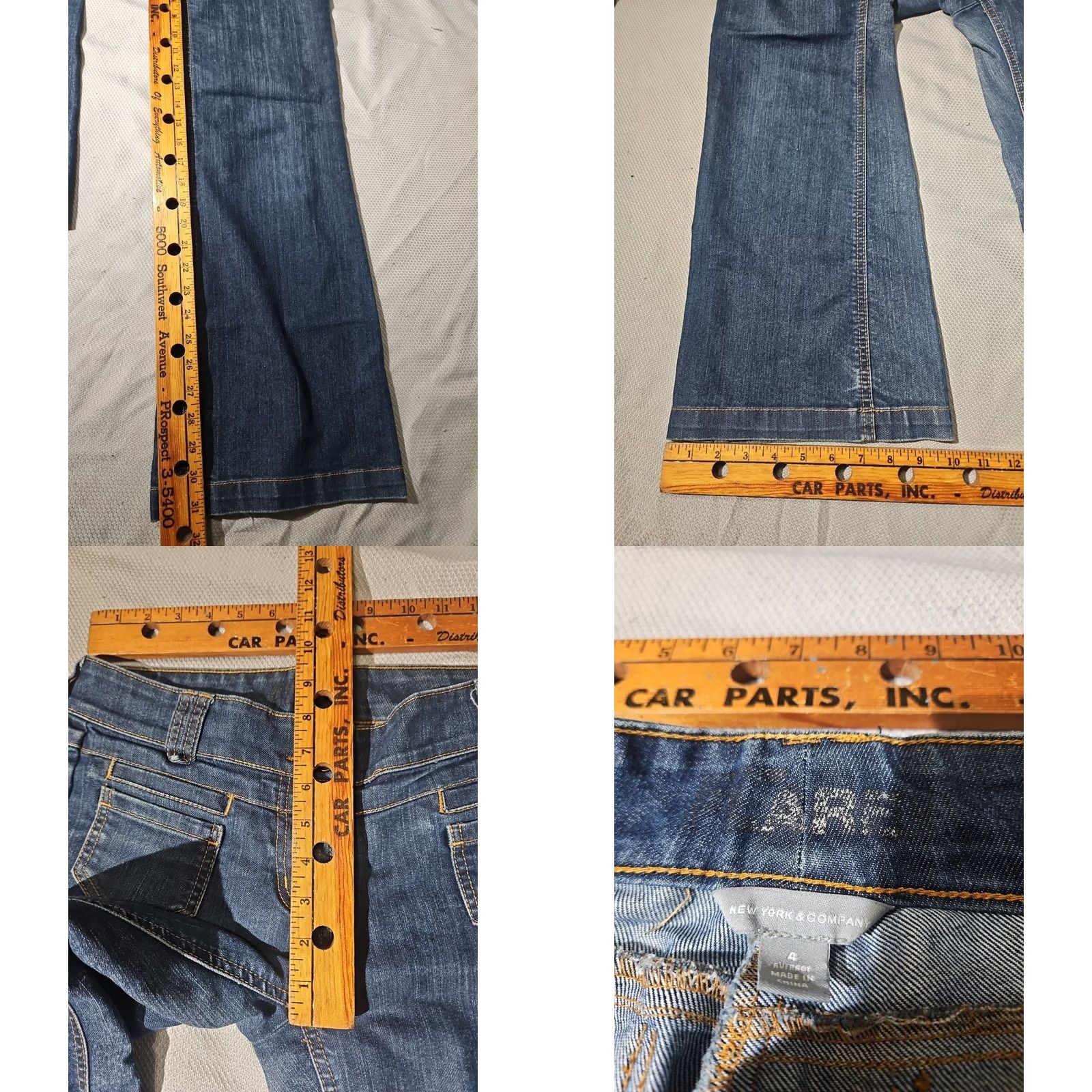Vintage VINTAGE? No — New York & Company Jeans Womens Sz 4 Blue Flare Leg Mid Rise Stretch Denim Pants (Relaxed, 5-Pocket, Dark Wash) Mens? Womens? Size 27" / US 4 / IT 40 - 8 Thumbnail