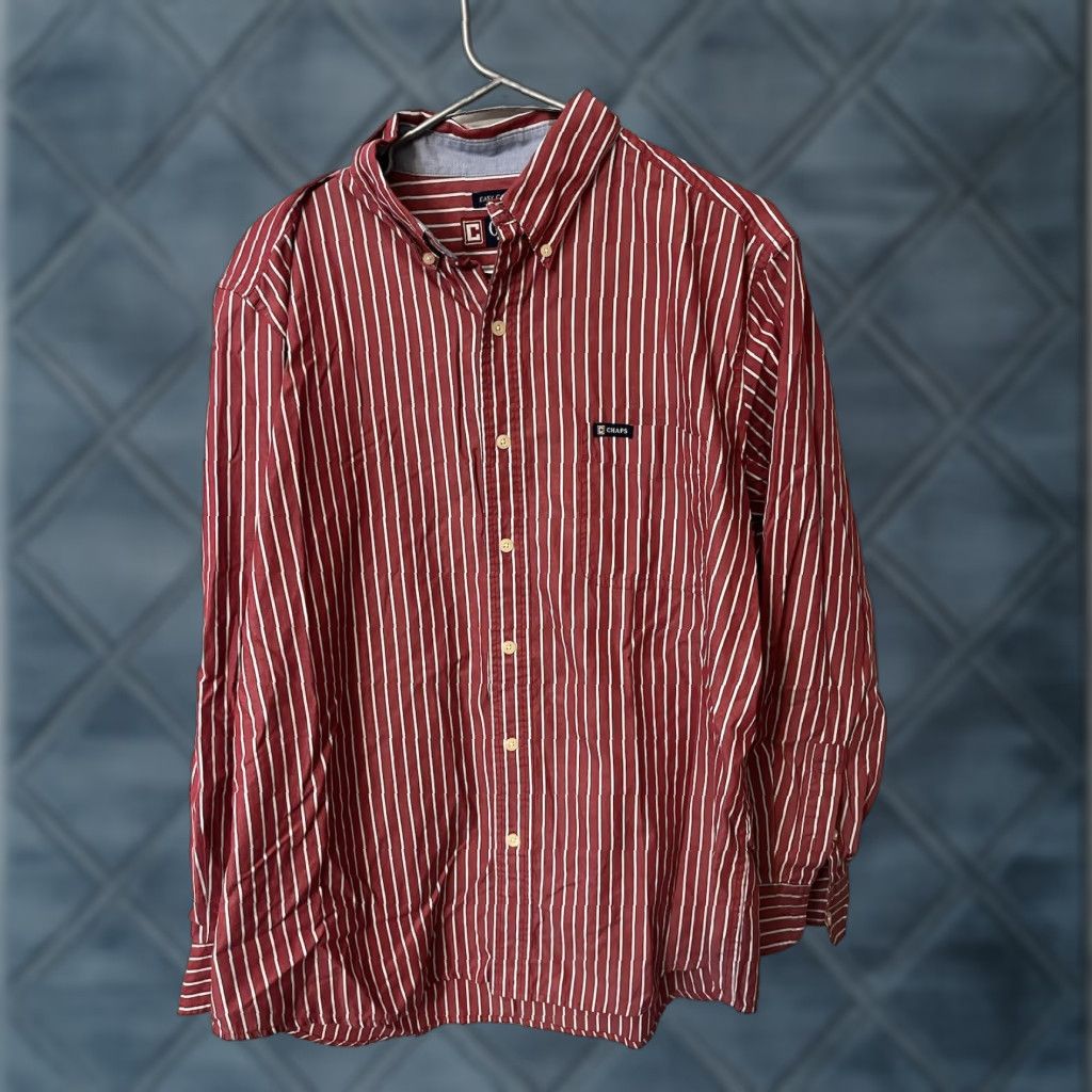 Chaps Chaps Button-Up Shirt Men L Red Striped Easy Care Long Sleeve Button-Down Collared Family? (Oops) Size US L / EU 52-54 / 3 - 1 Thumbnail