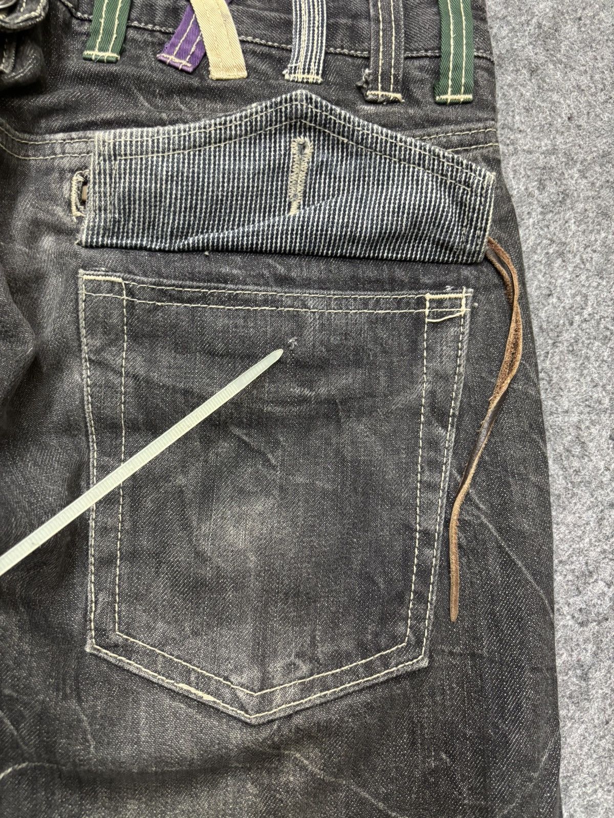 Japanese Brand 💥Cracked Fades💥Antfui Double Waist Black Wash Denim F642 Size US 32 / EU 48 - 18 Thumbnail