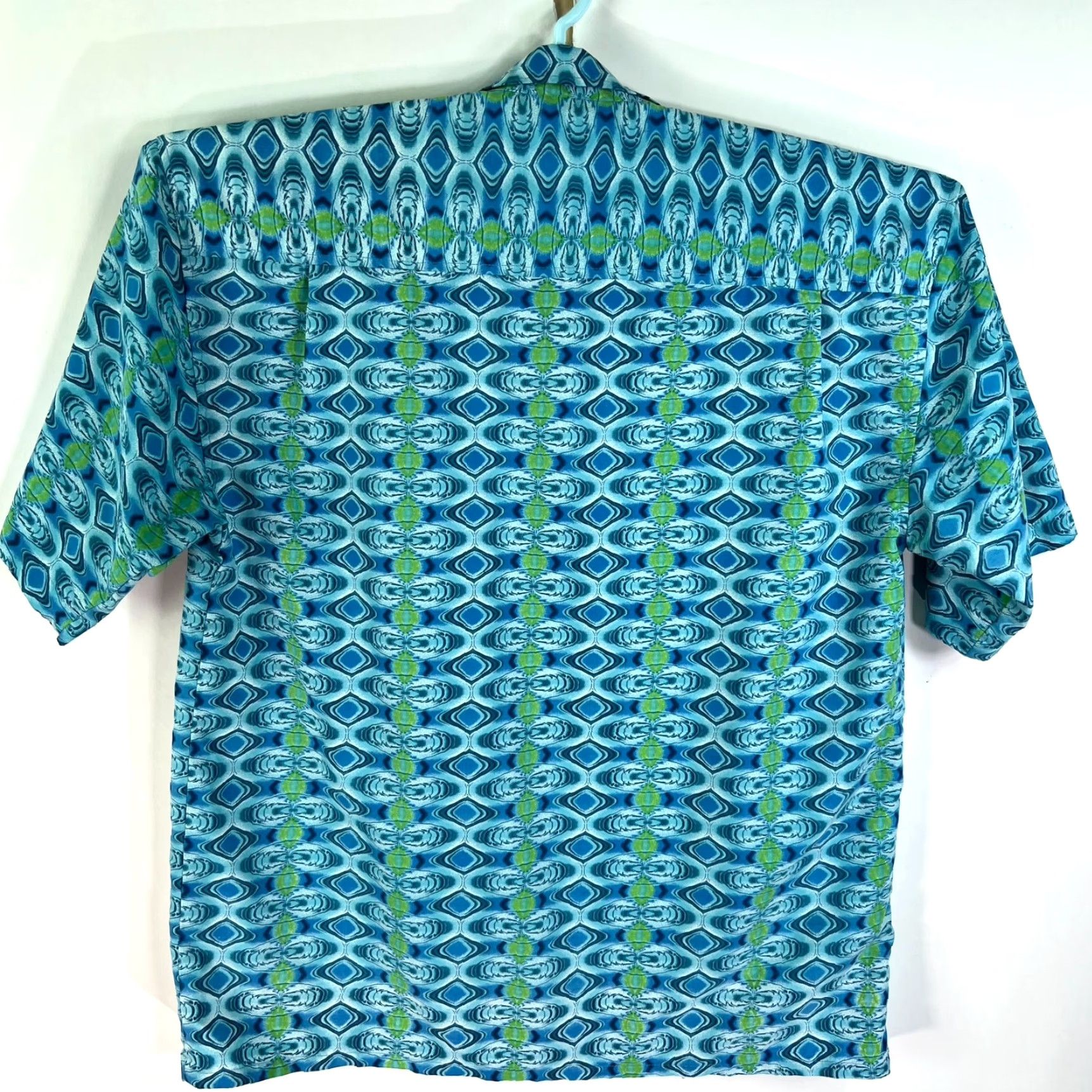 Vintage Montage Button Shirt Mens Size M Blue Geometric Pattern Micro Fiber Size US M / EU 48-50 / 2 - 4 Thumbnail