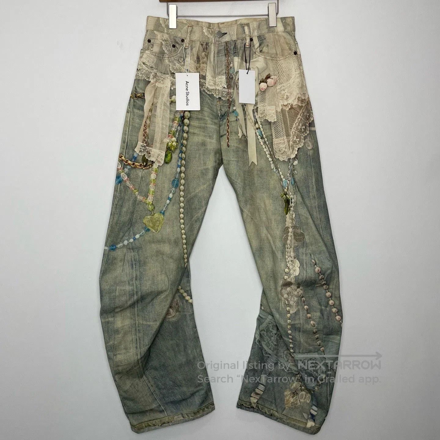 Acne Studios Acne Studios 3D Print Pearl Chain Jeans. Size 41" - 1 Thumbnail