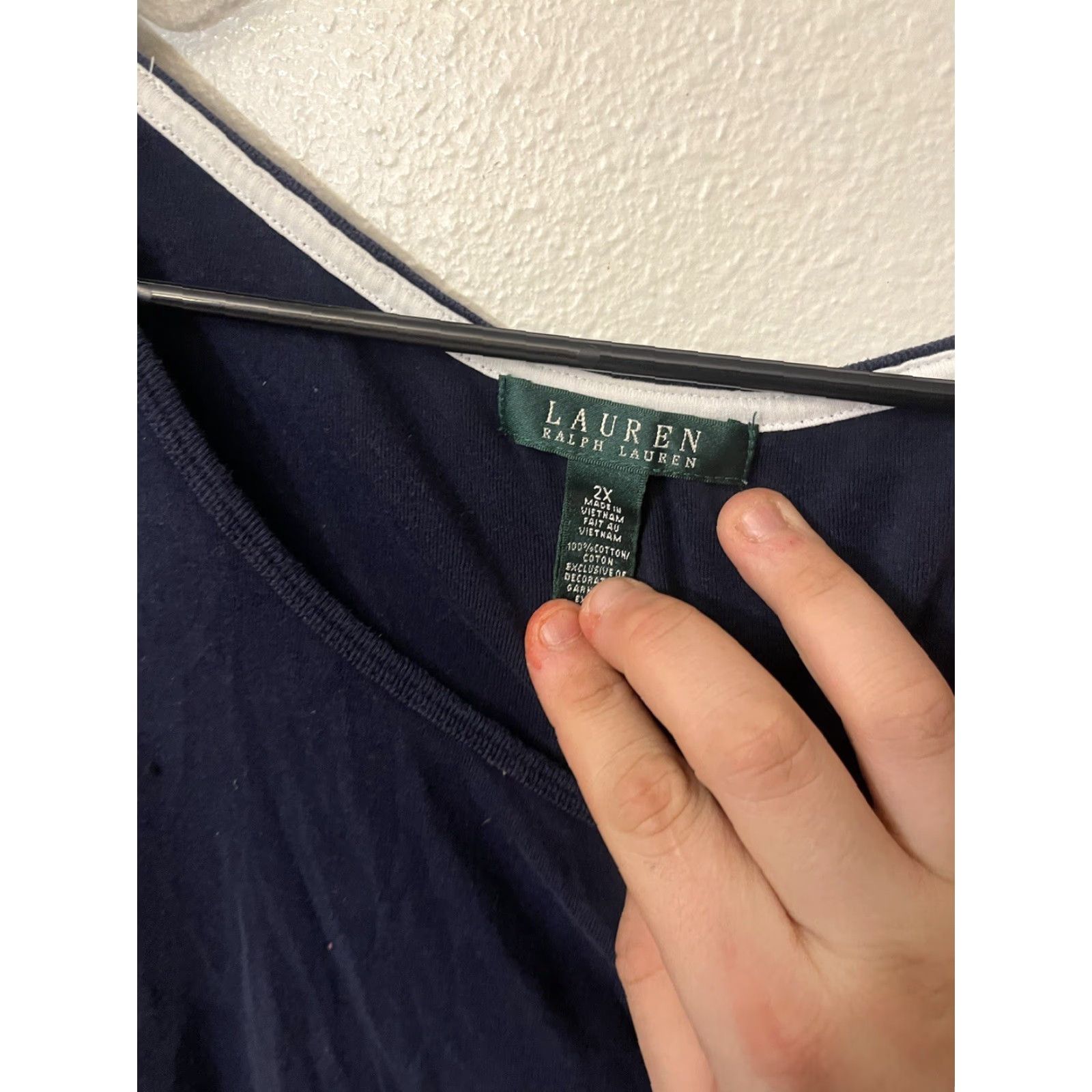 Ralph Lauren VINTAGE Ralph Lauren Tank Shirt Women 2X Navy Blue Sleeveless V-Neck Plus Size Size XXL / US 16-18 / IT 52-54 - 3 Thumbnail