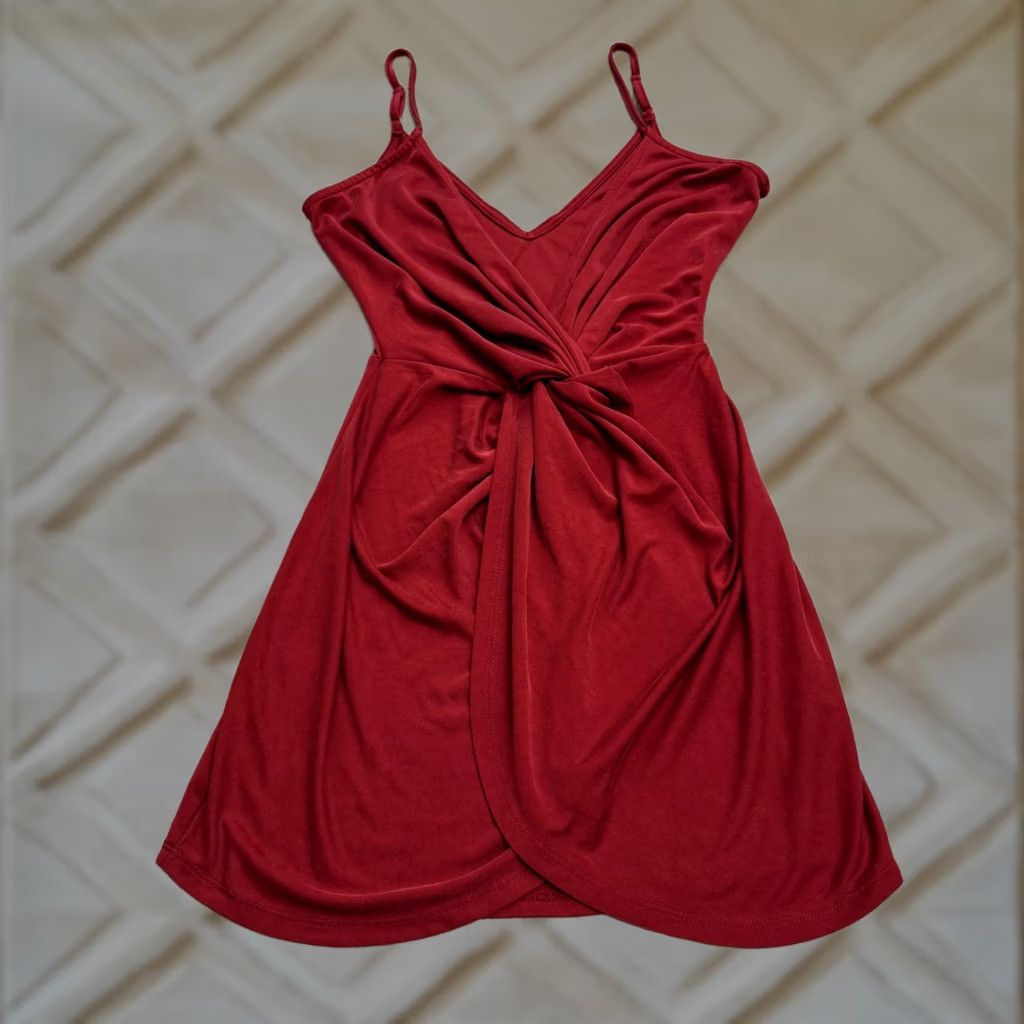 Twisted X Tobi Mini Dress Womens Small Red Twisted Front A-Line Spaghetti Strap V-Neck Size S / US 4 / IT 40 - 1 Thumbnail